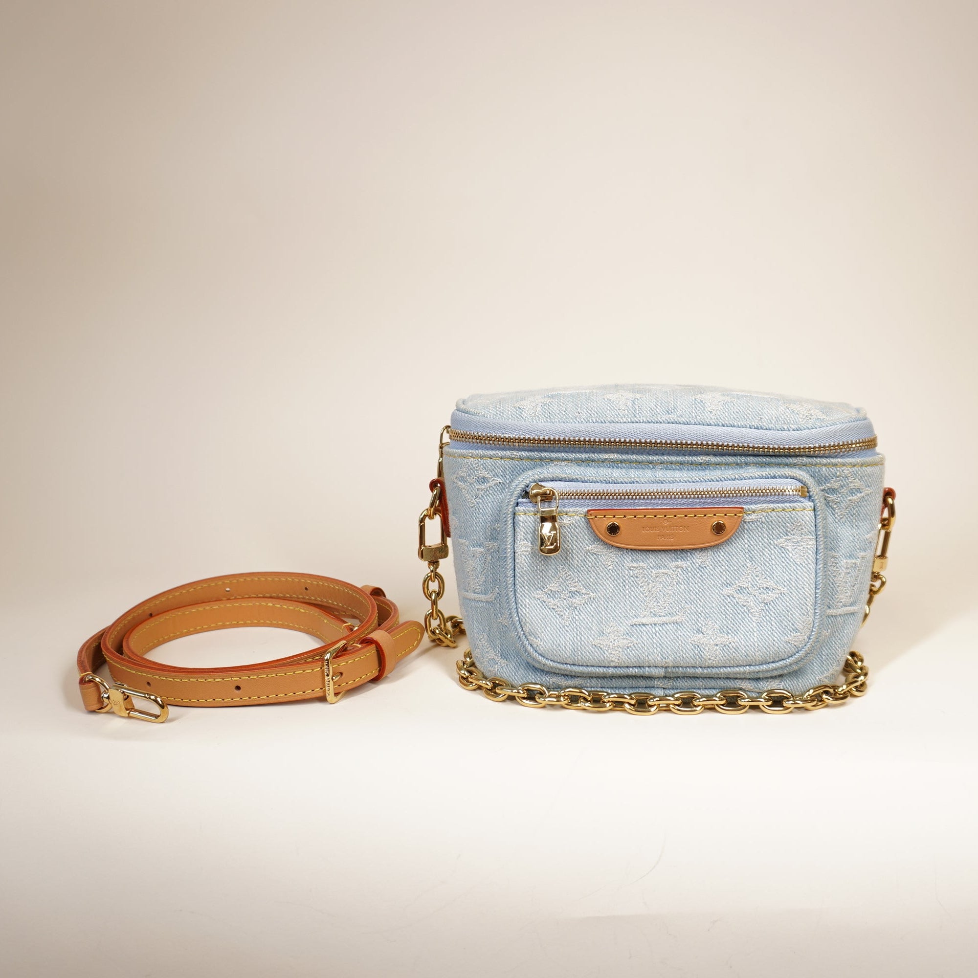 PRE-OWNED LV Monogram Denim Mini Bumbag Shoulder Bag