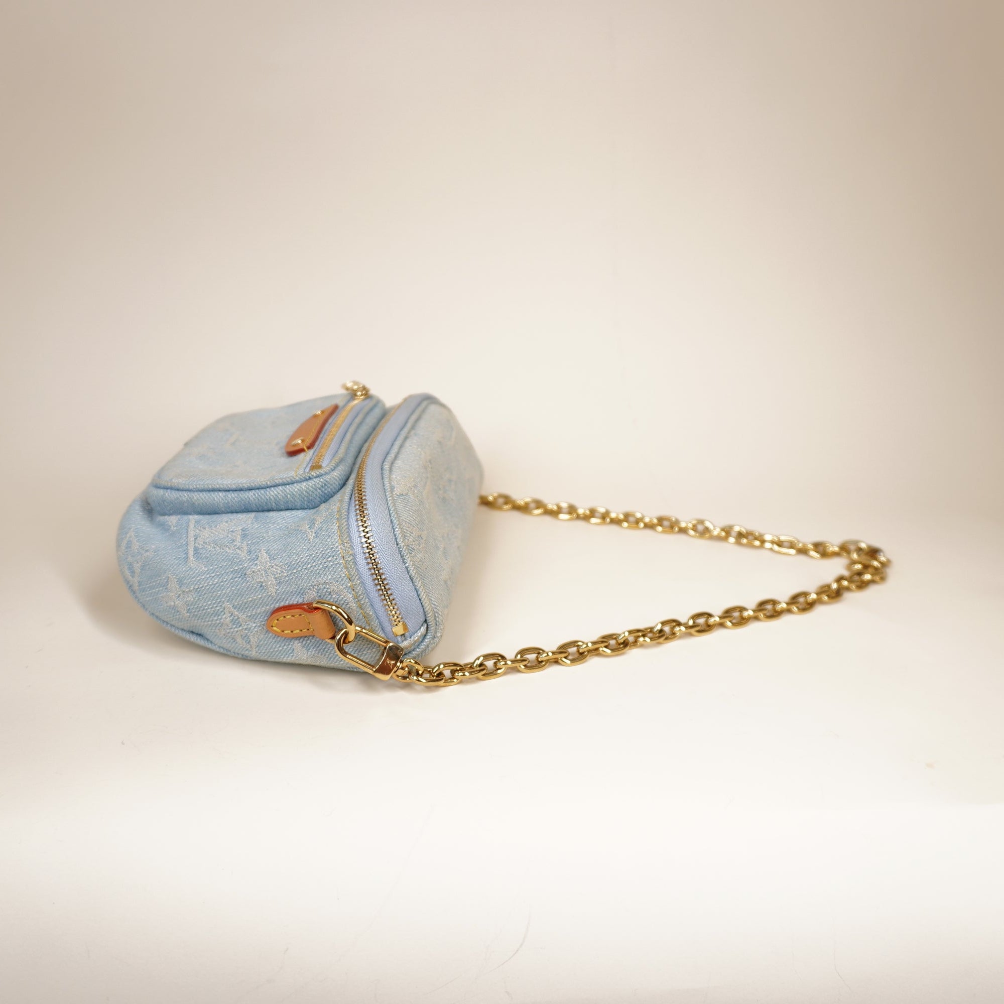 PRE-OWNED LV Monogram Denim Mini Bumbag Shoulder Bag