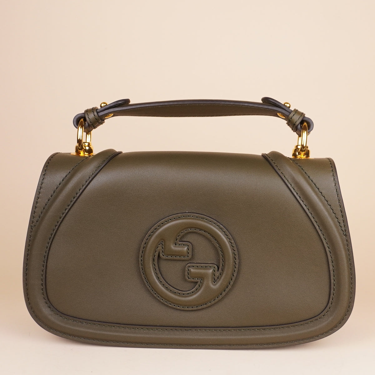 PRE-OWNED GG Green Leather Medium Blondie Top Handle Shoulder Bag