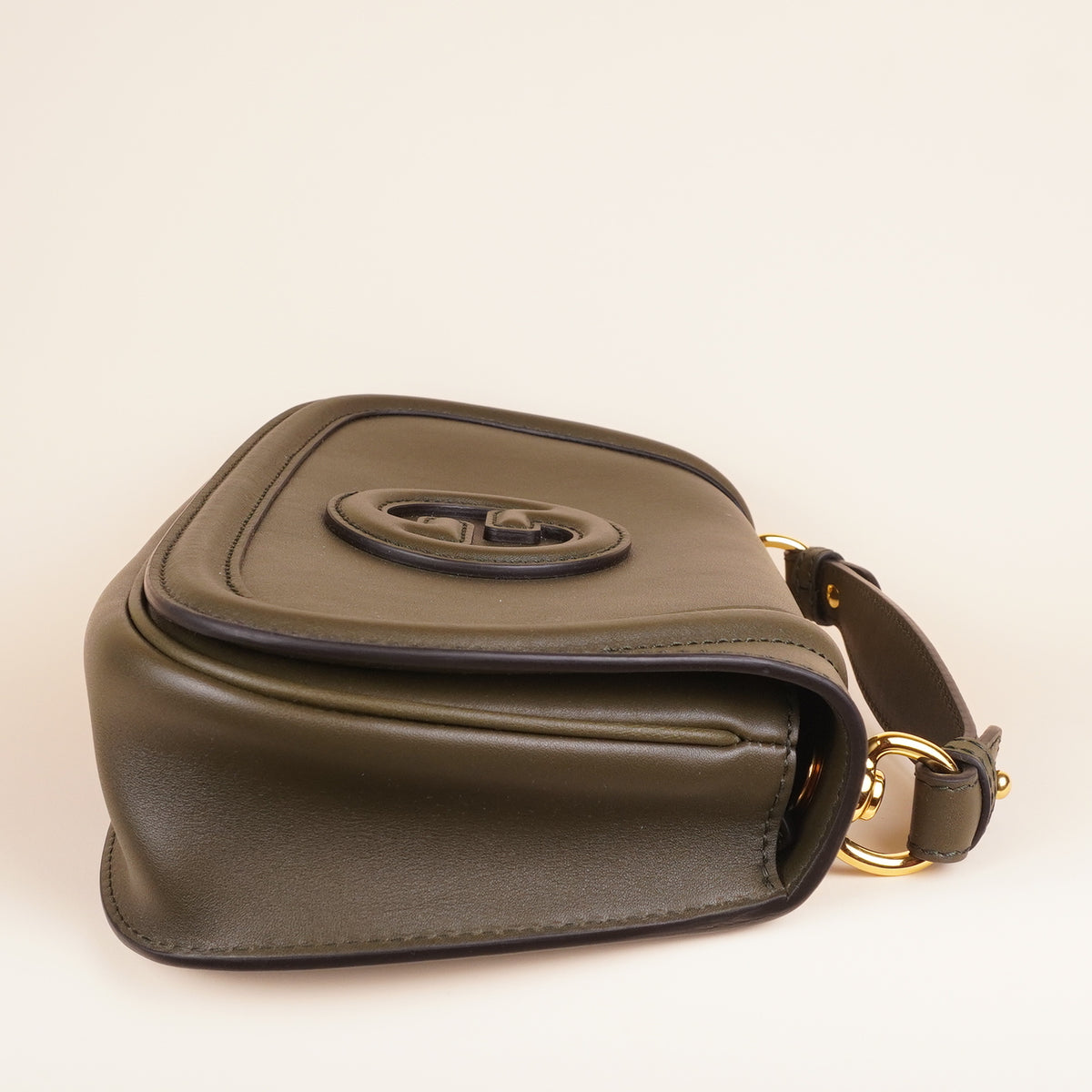 PRE-OWNED GG Green Leather Medium Blondie Top Handle Shoulder Bag