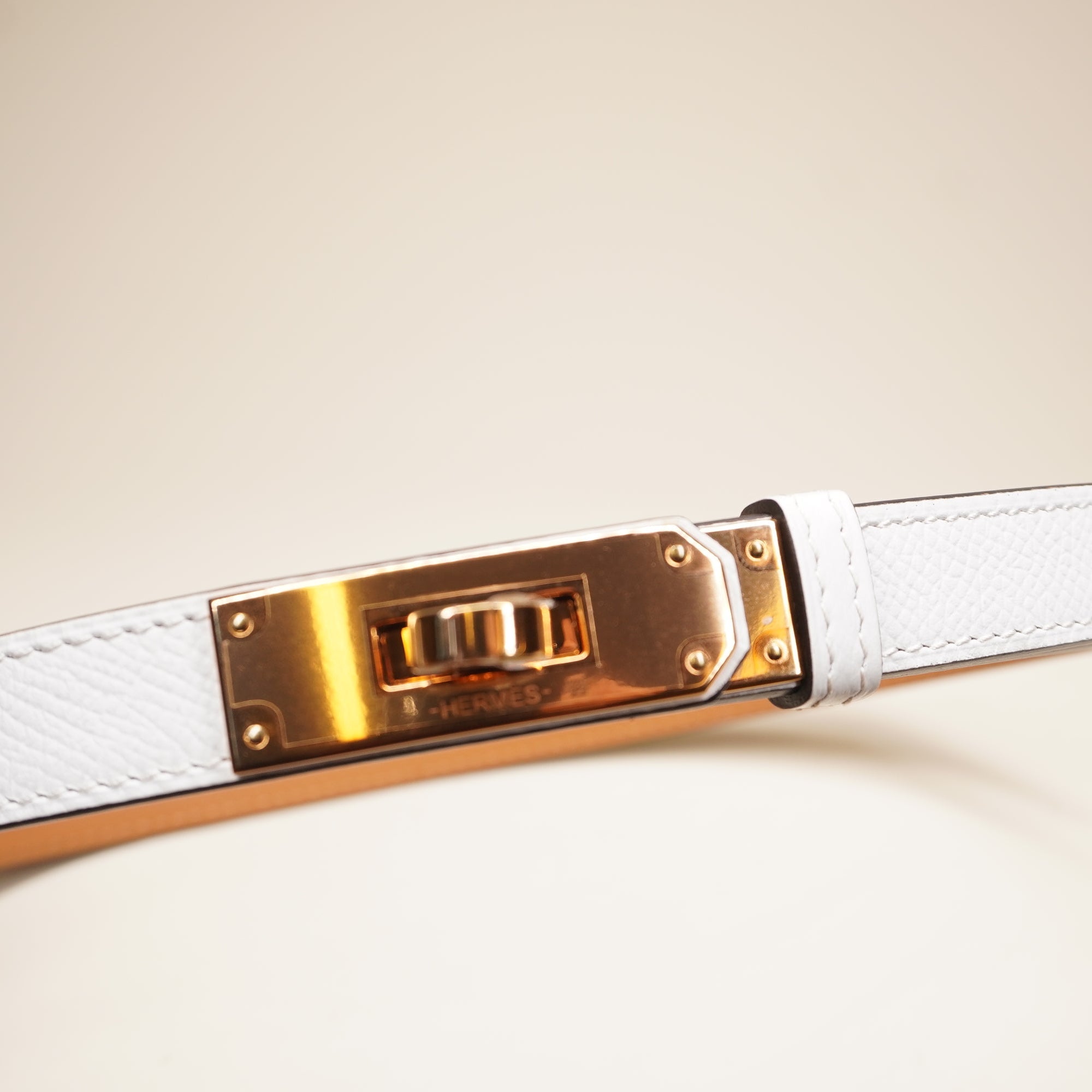 PRE-OWNED Kelly Belt White Veau Epsom 105