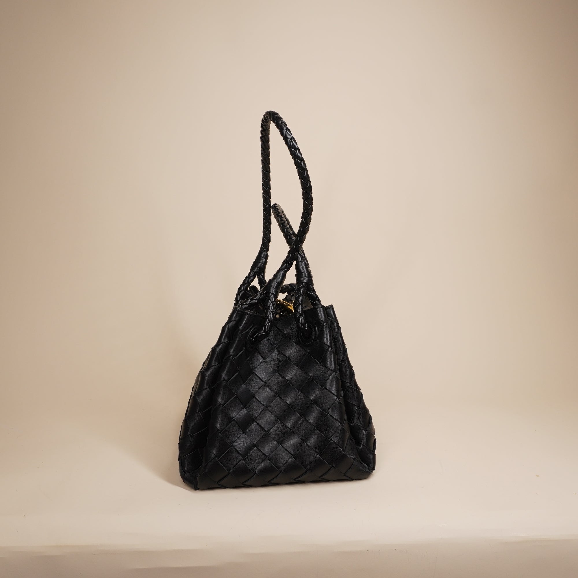 PRE-OWNED Nappa Intrecciato Small Parachute Shoulder Bag Black