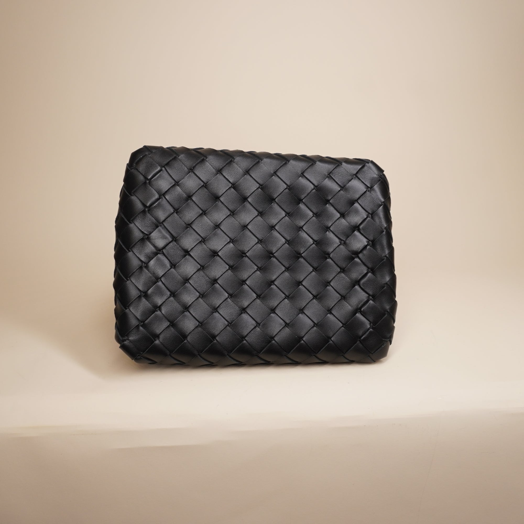 PRE-OWNED Nappa Intrecciato Small Parachute Shoulder Bag Black