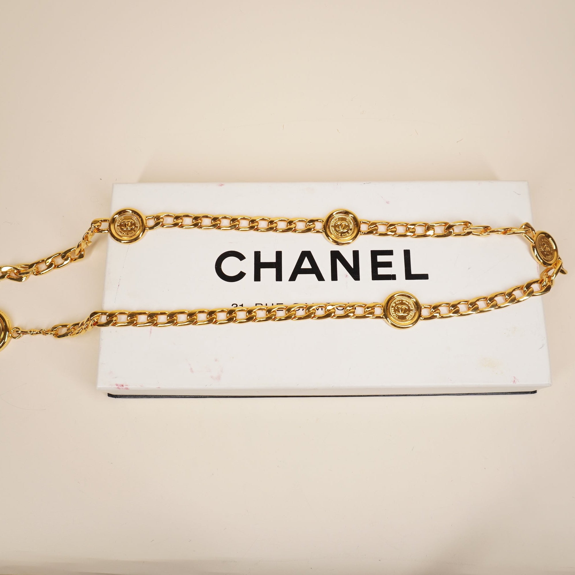 PRE-OWNED CC Belt Gold Hardware 75 