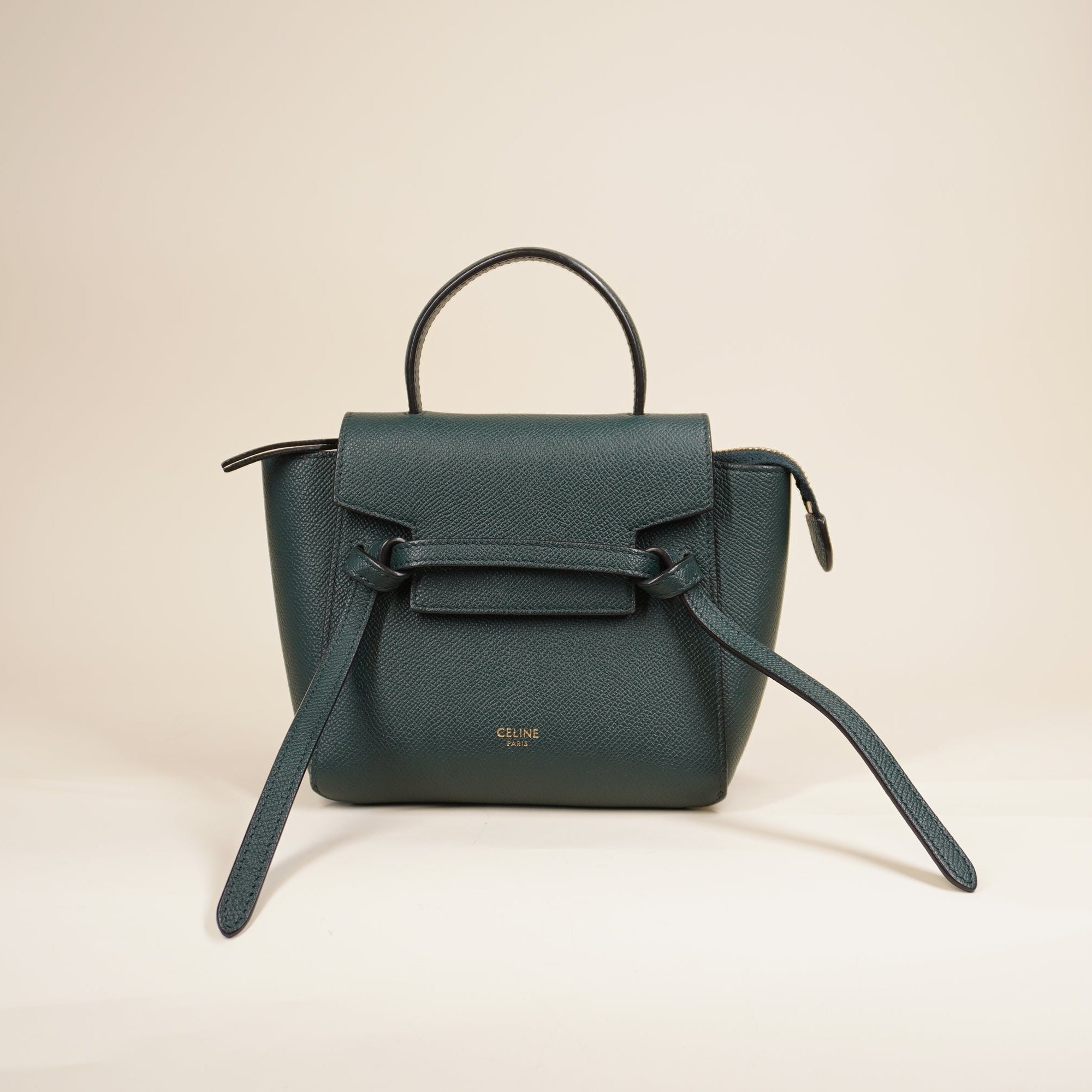 PRE-OWNED  Green Leather Pico Belt Shoulder Bag