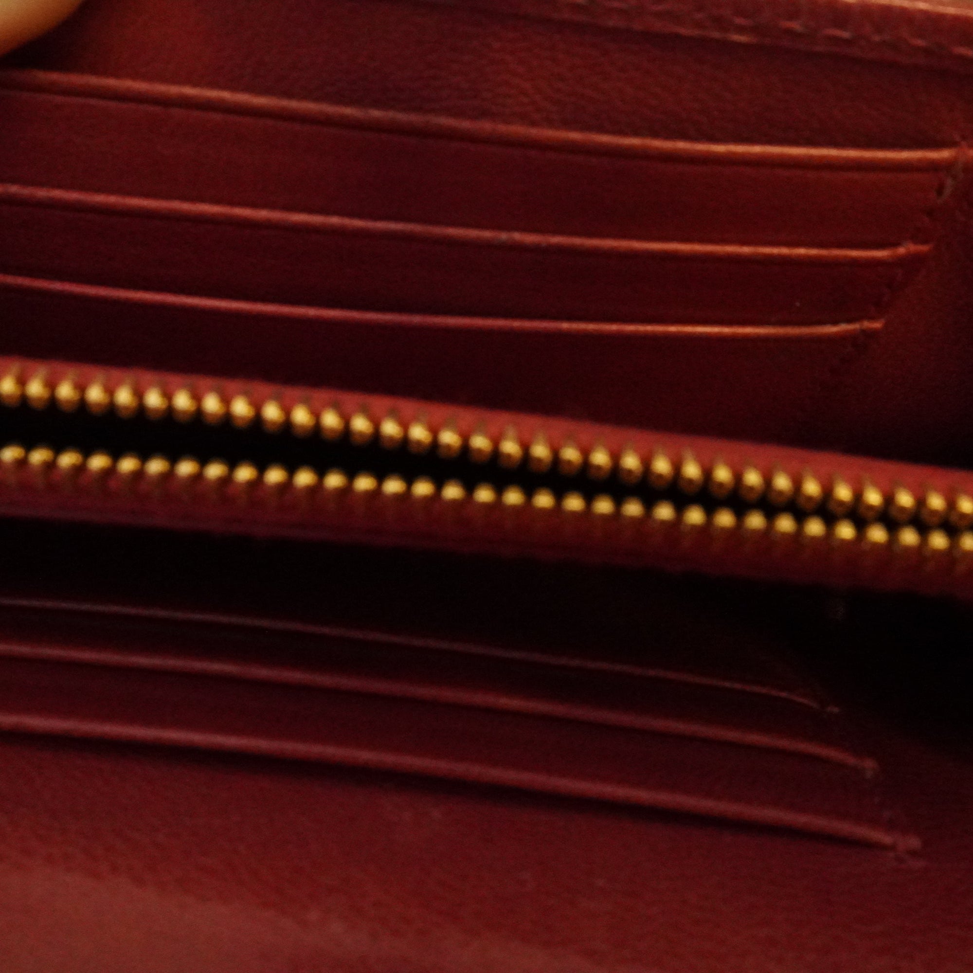 PRE-OWNED Red Lambskin Woven Madras Wallet on Chain