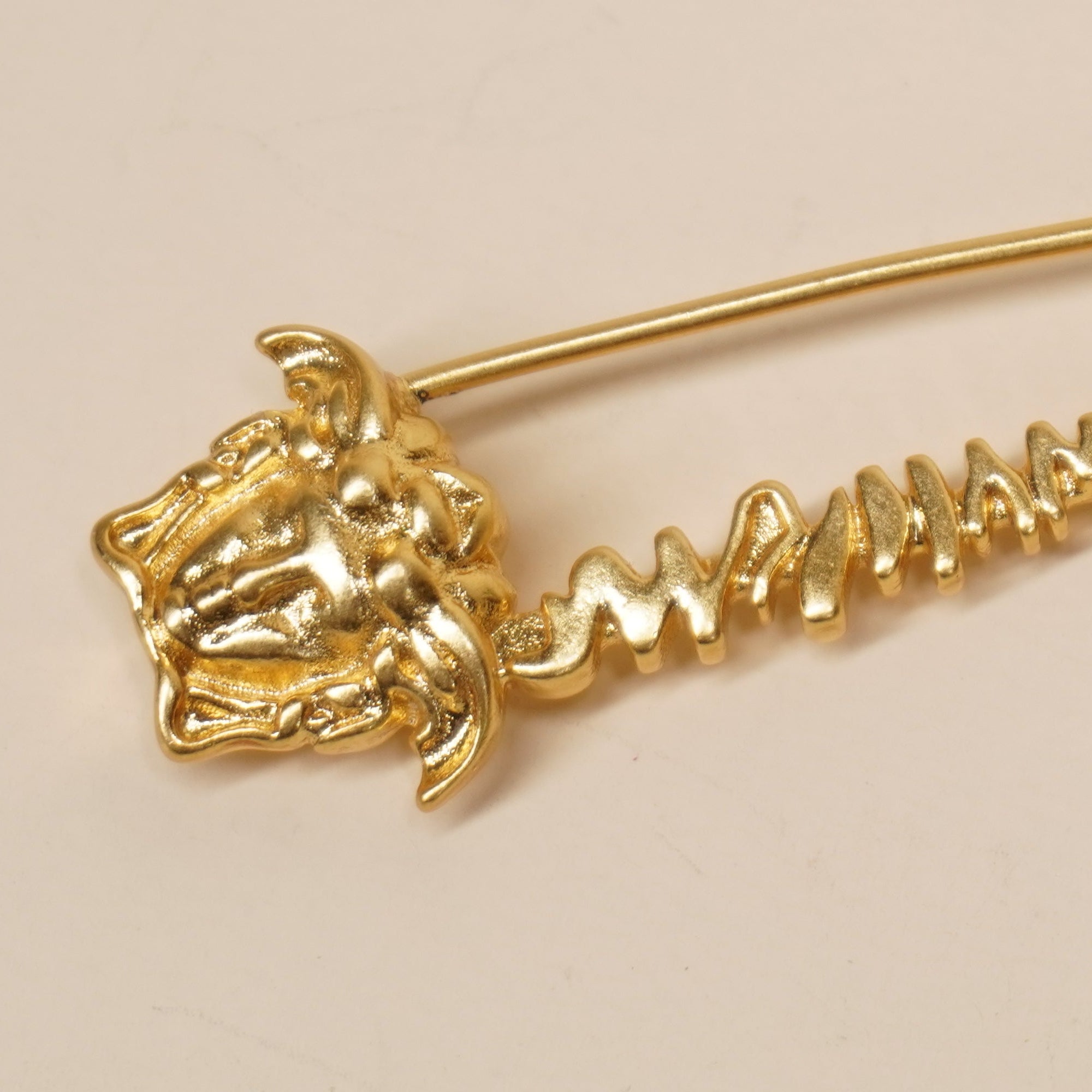 PRE-OWNED Medusa Head Safety Gold Pin Earrings 