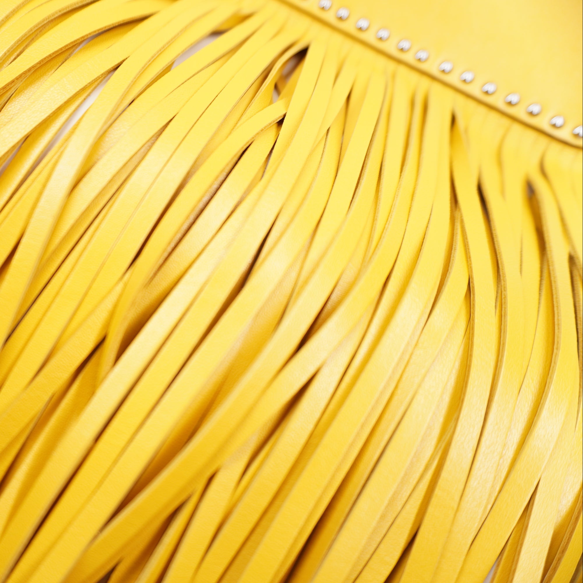 PRE-OWNED Small Yellow Fringe Studded Leather Crossbody Bag