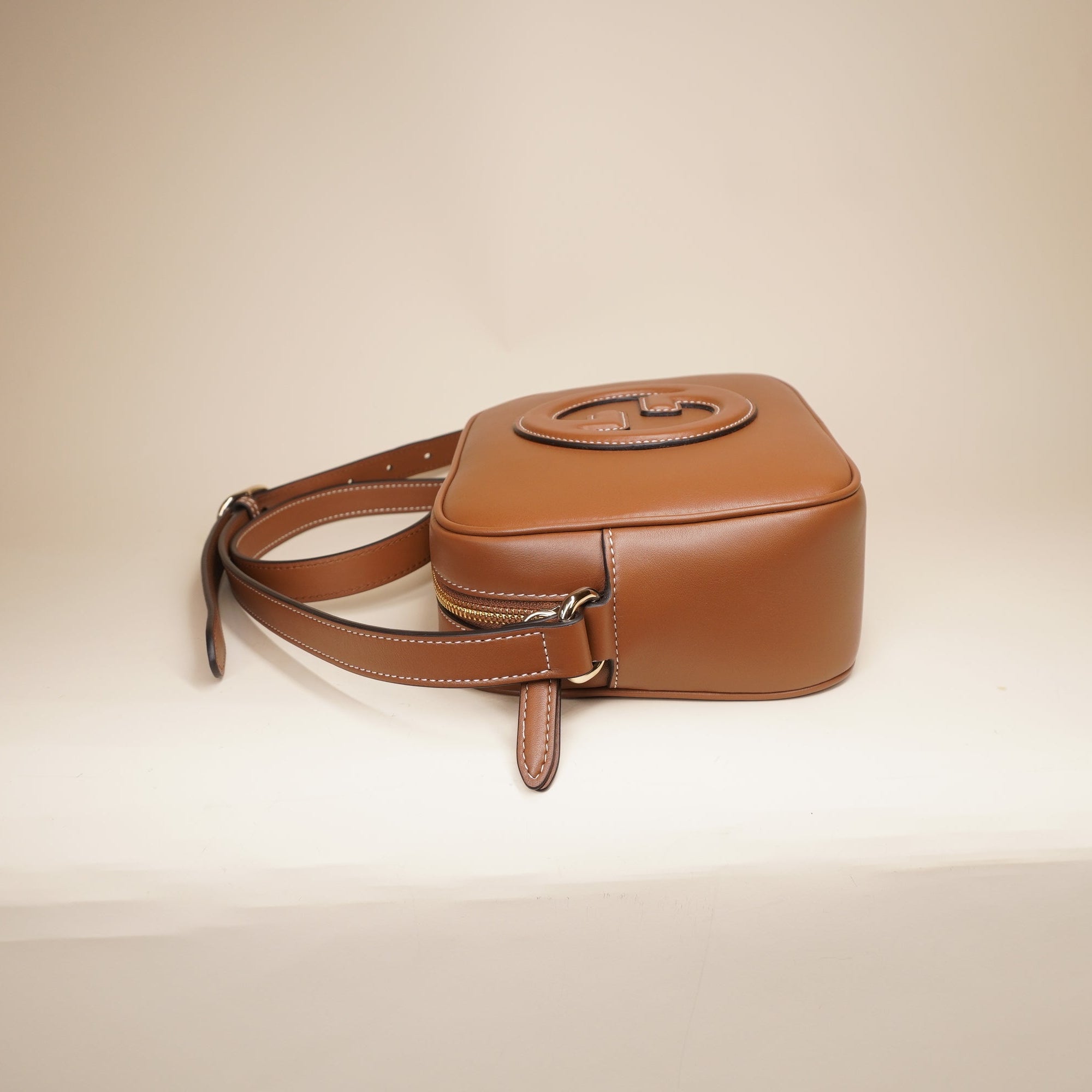 PRE-OWNED GG Calfskin Mini Blondie Bag Brown Shoulder Bag