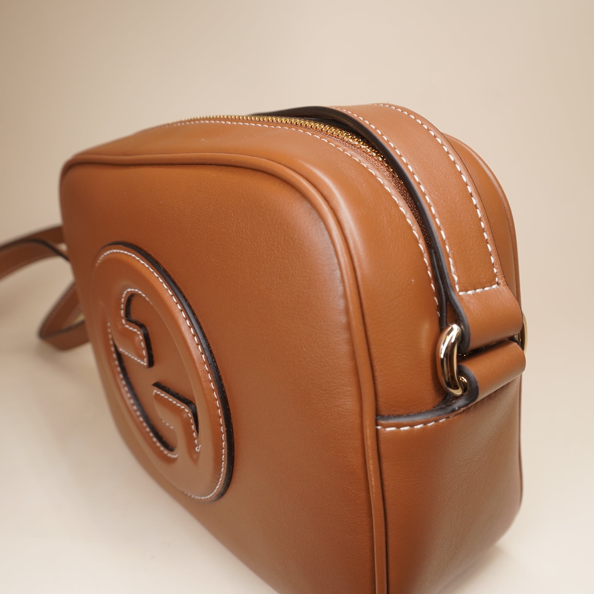 PRE-OWNED GG Calfskin Mini Blondie Bag Brown Shoulder Bag