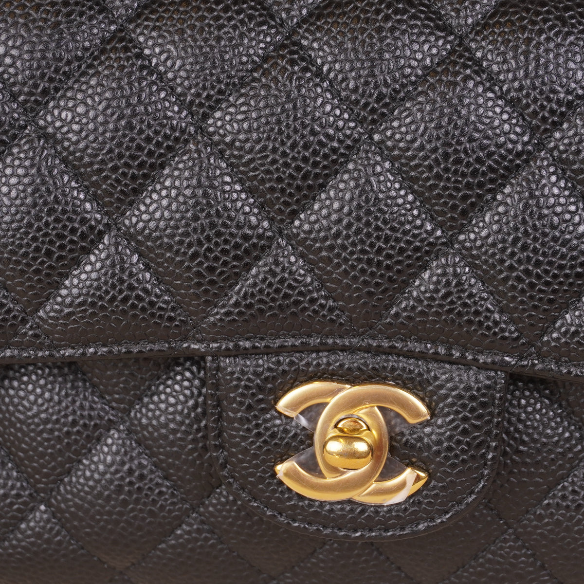 PRE-OWNED CC Caviar Quilted Small Double Flap Black