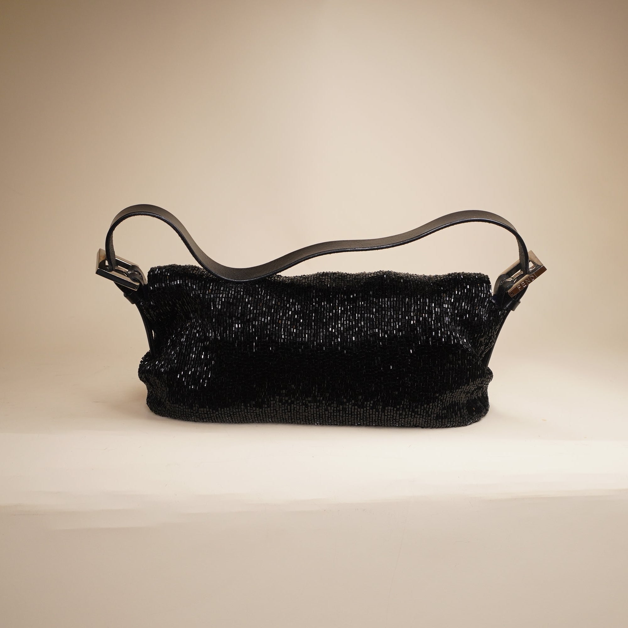 PRE-OWNED FF Black Sequin Beaded Baguette Shoulder Bag