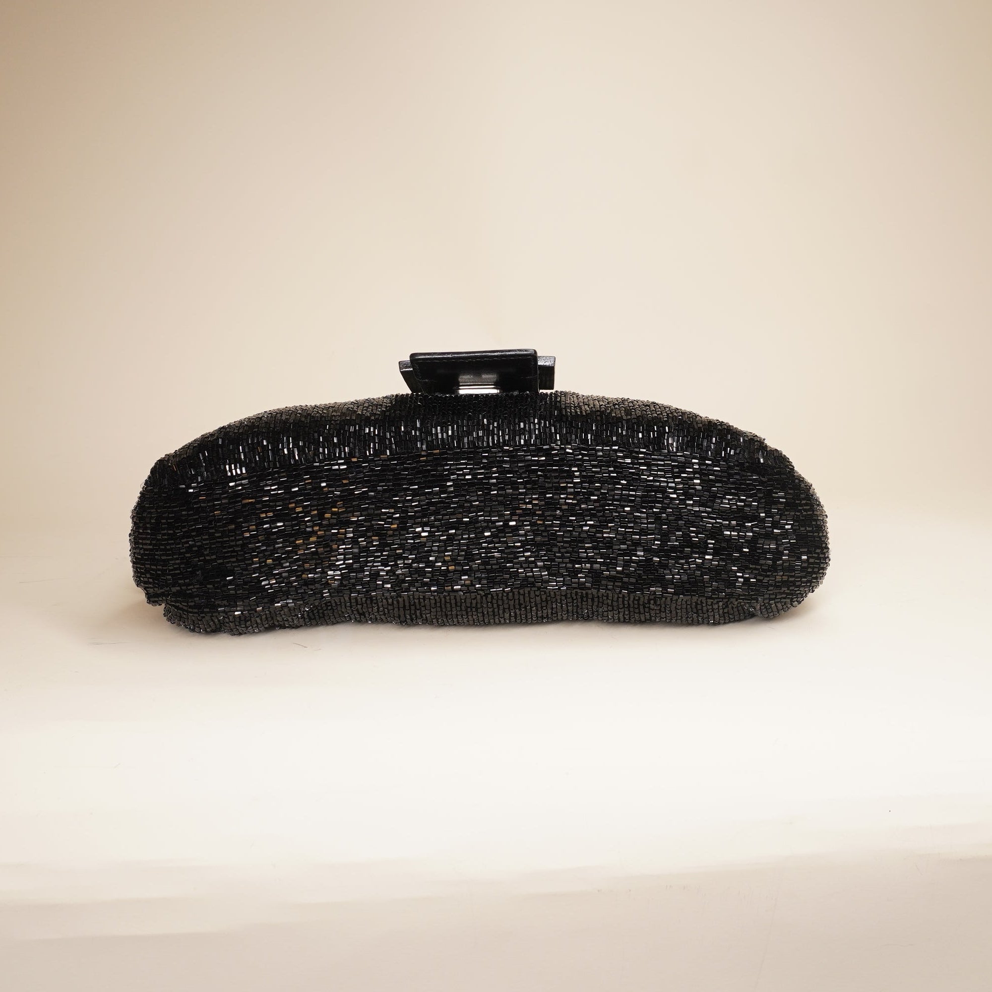 PRE-OWNED FF Black Sequin Beaded Baguette Shoulder Bag