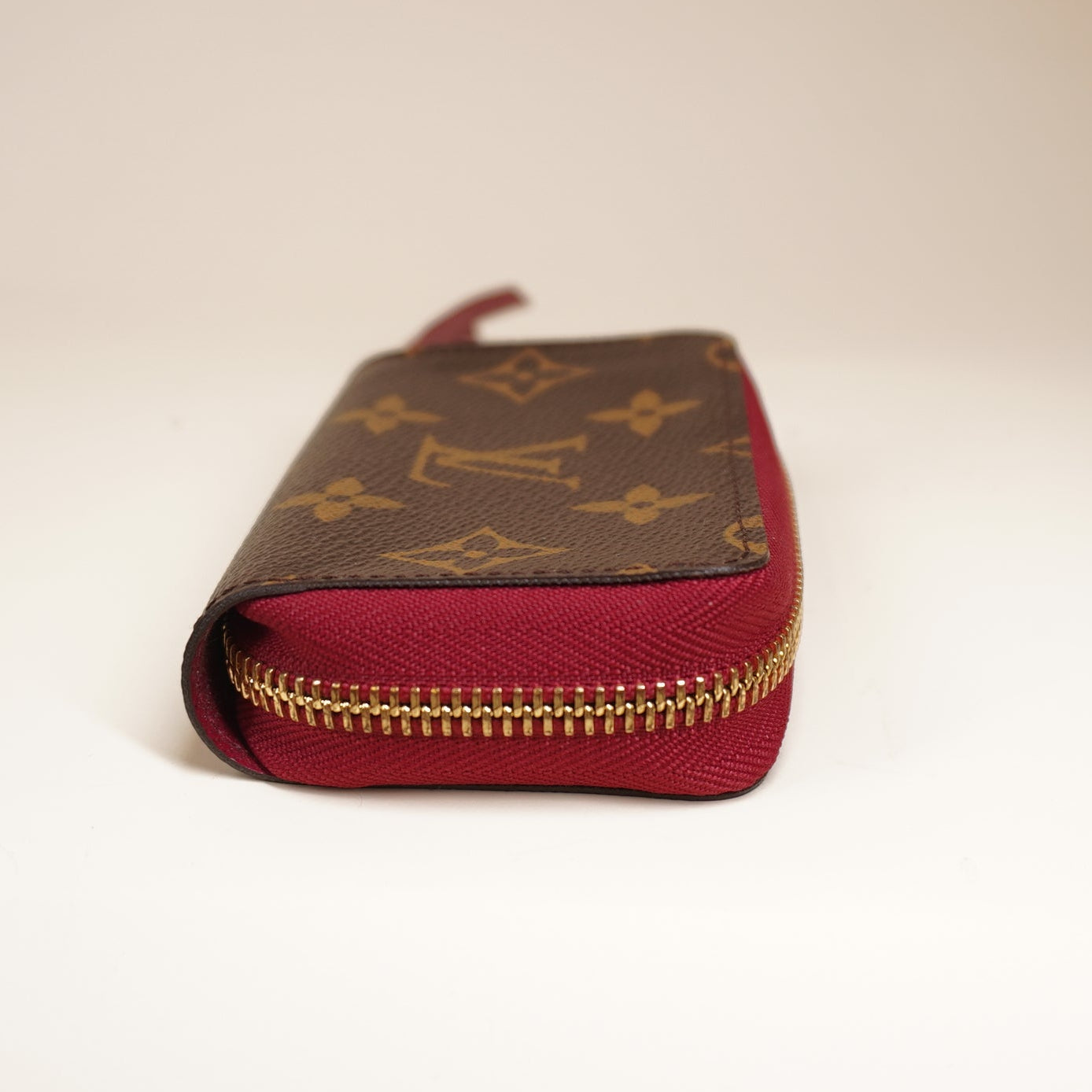 PRE-OWNED LV Monogram Clemence Canvas Short Wallet 