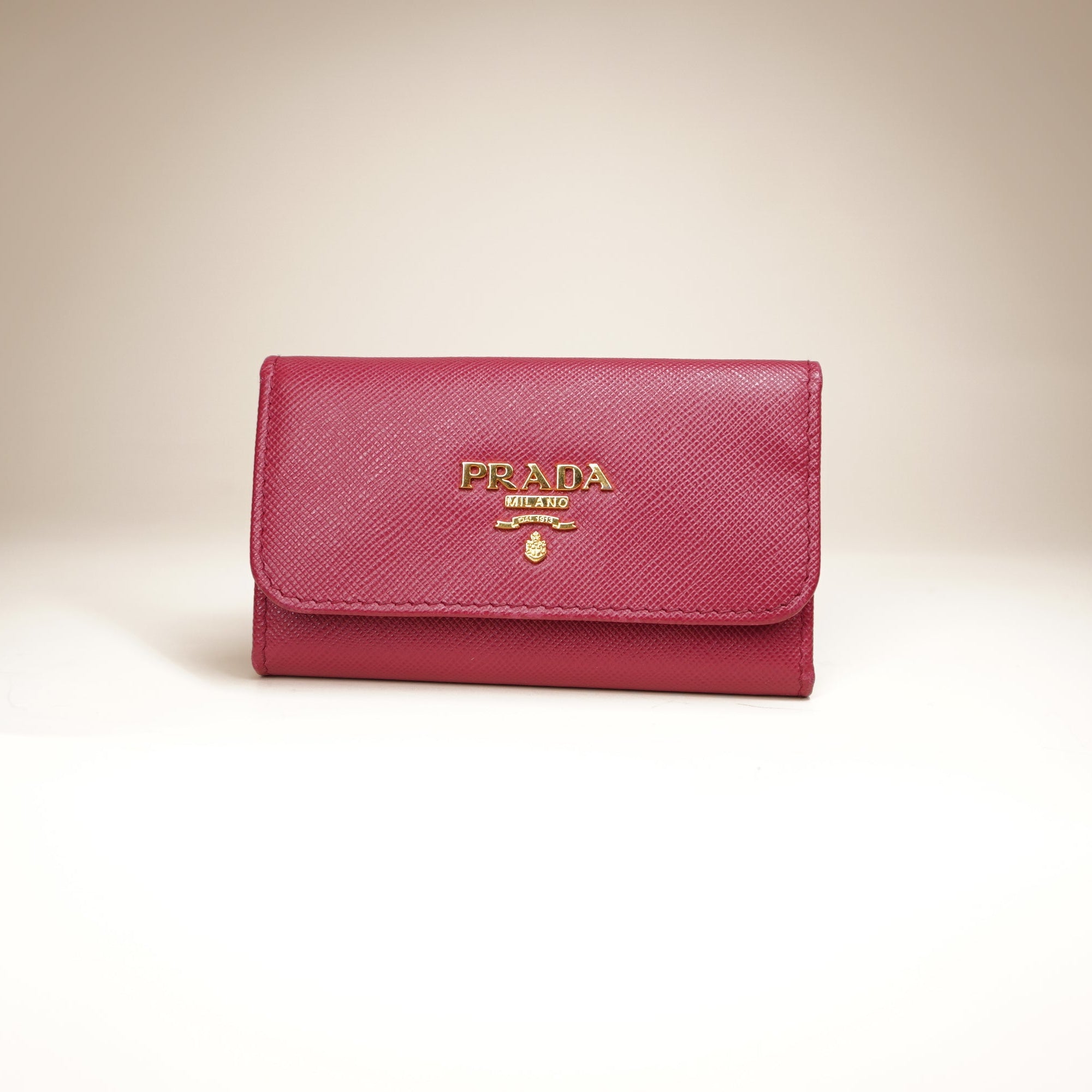 PRE-OWNED  Saffiano Metal 6 Key Holder Pink