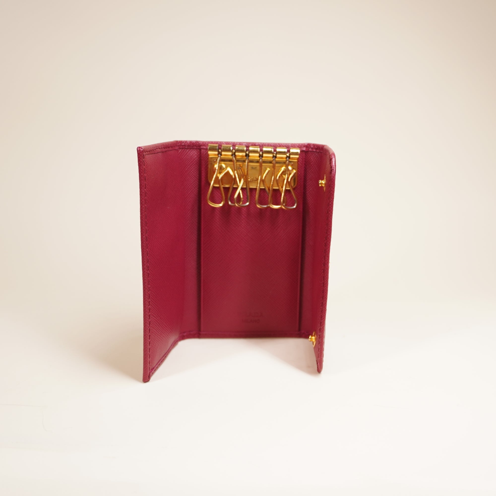 PRE-OWNED  Saffiano Metal 6 Key Holder Pink