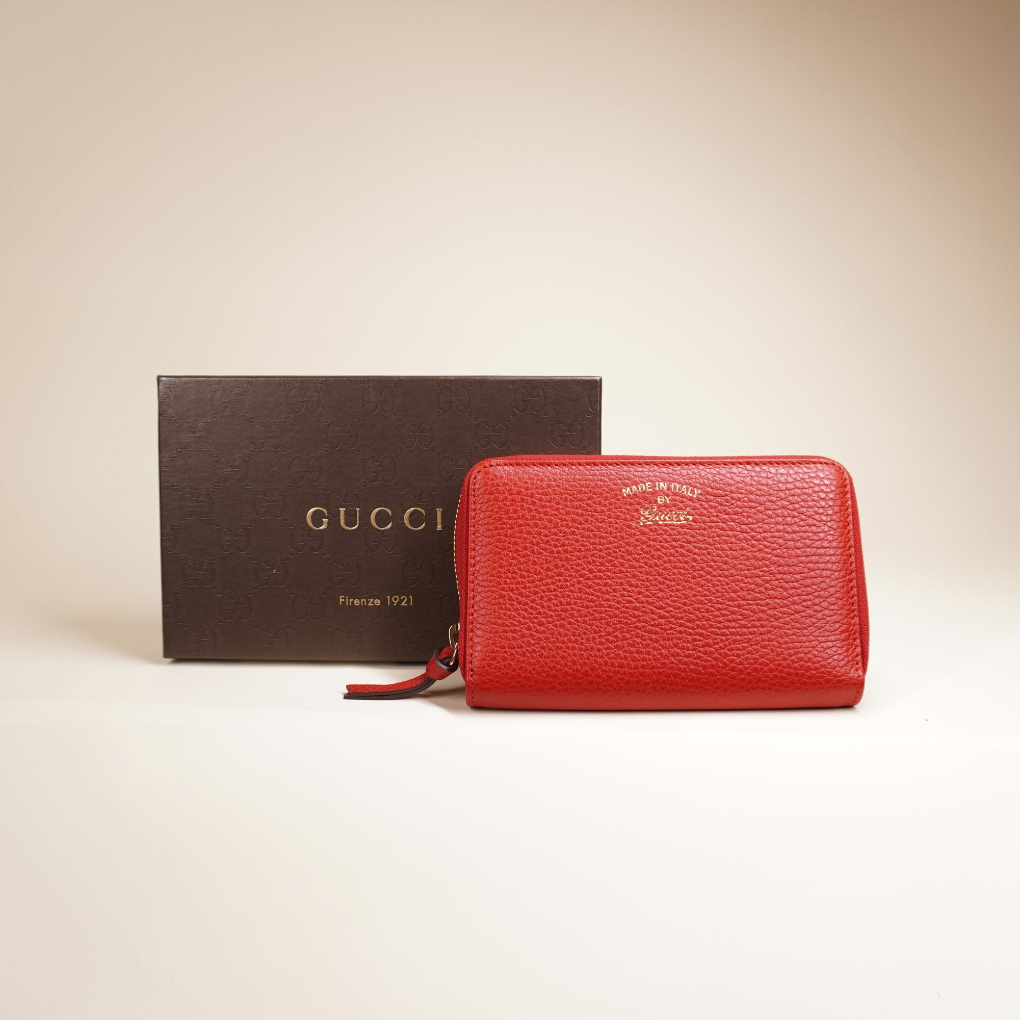 PRE-OWNED GG Red Dollar Swing Zip Around Wallet