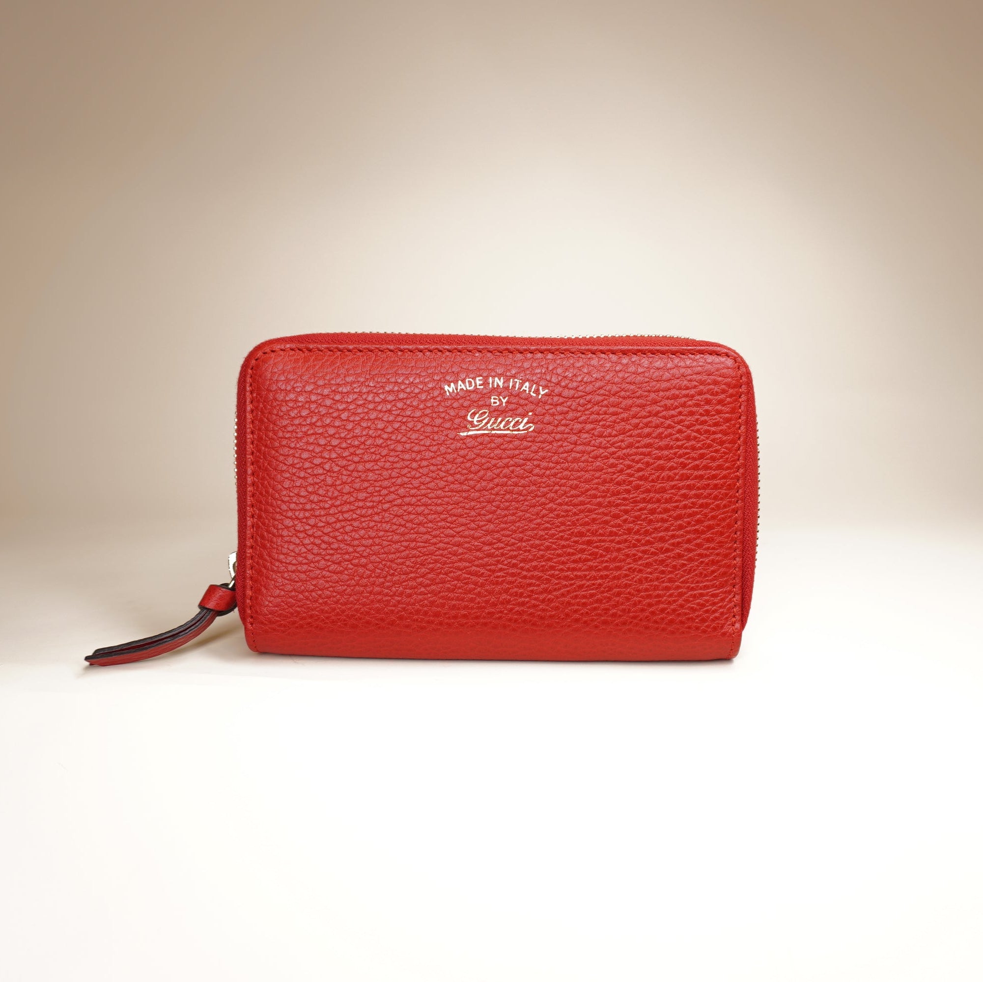PRE-OWNED GG Red Dollar Swing Zip Around Wallet