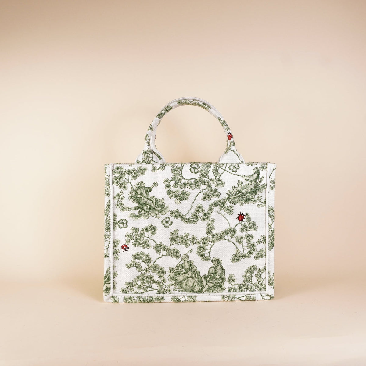 PRE-OWNED CD Cotton Toile De Jouy Clover Embroidered Dior Medaillon Tote Bag 