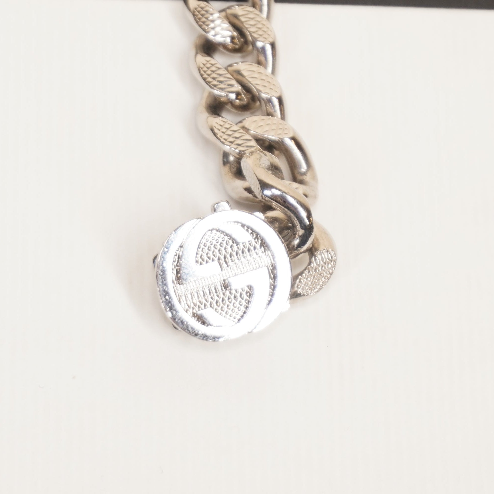 PRE-OWNED GG Script Choker Necklace Silver