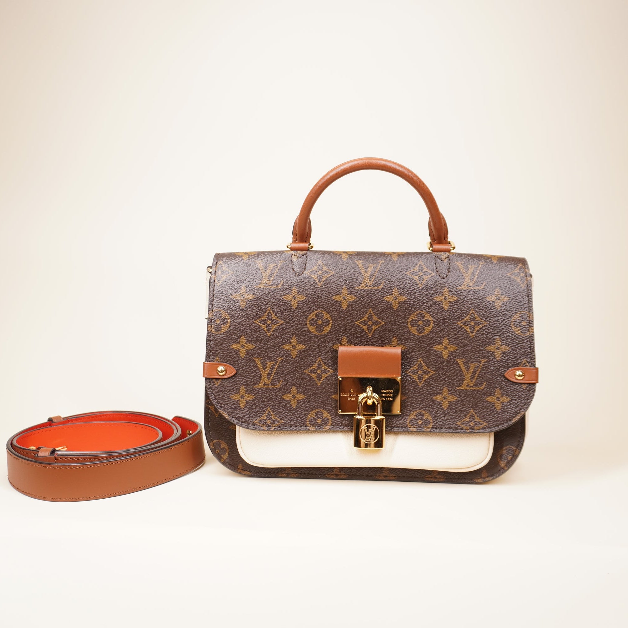 PRE-OWNED LV Monogram Vaugirard Creme Shoulder Bag