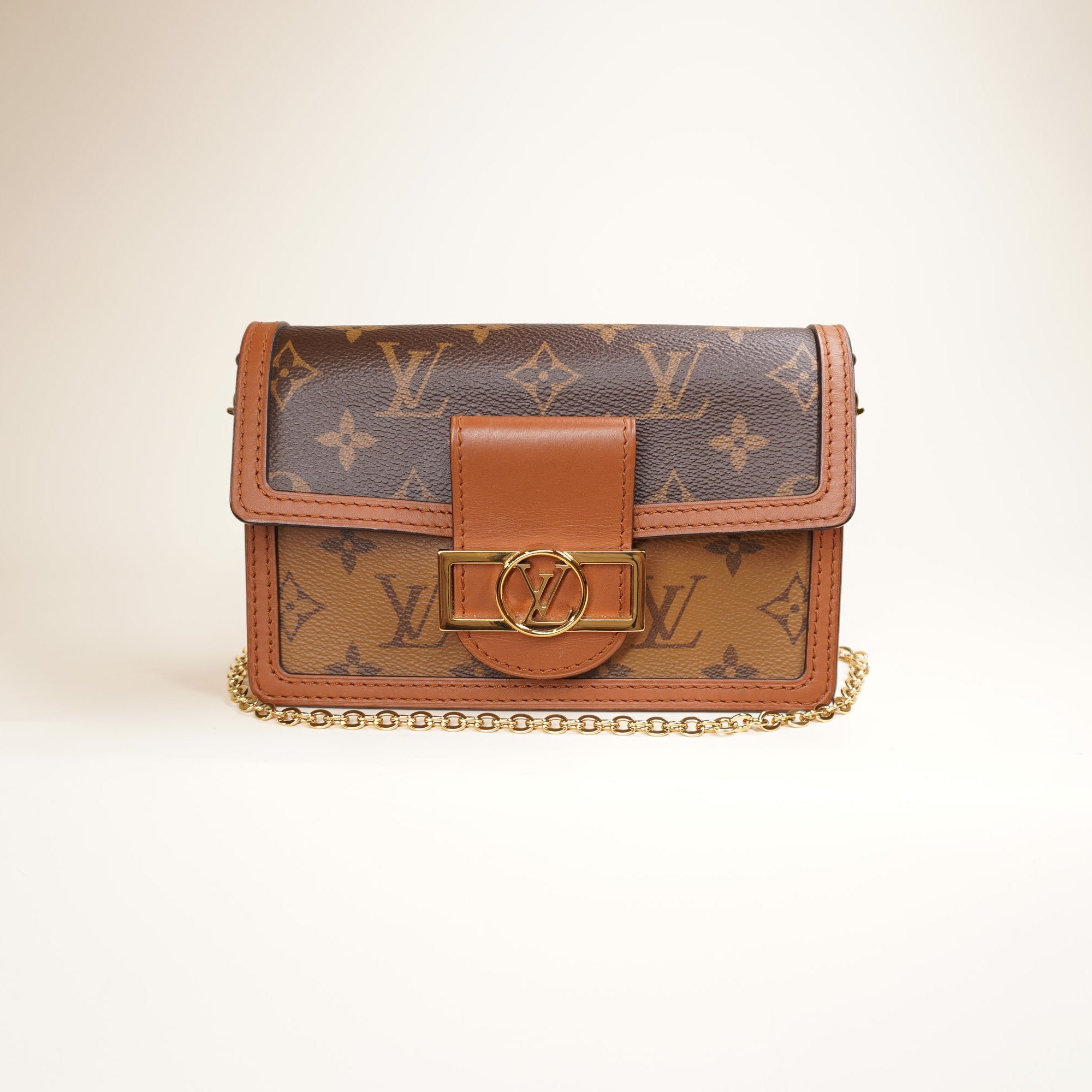 PRE-OWNED Reverse Monogram Dauphine Mini East West Shoulder Bag