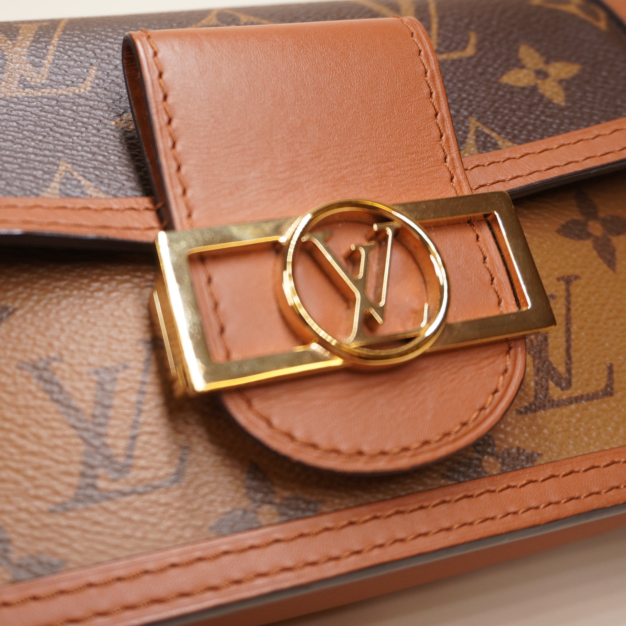 PRE-OWNED Reverse Monogram Dauphine Mini East West Shoulder Bag