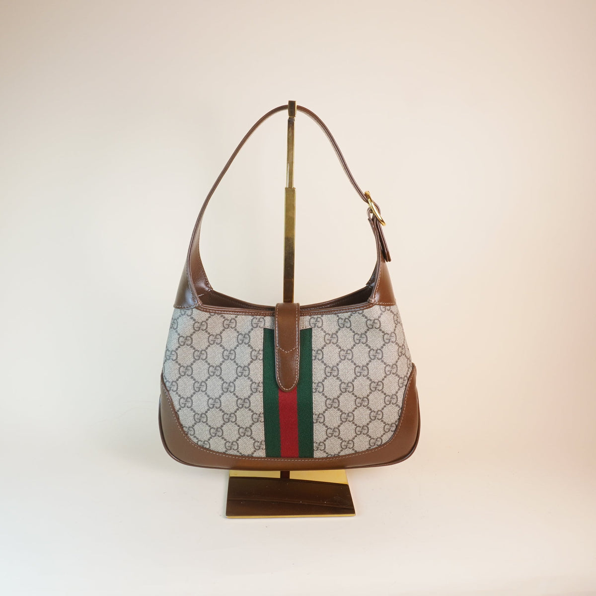 PRE-OWNED Beige/Brown GG Supreme Canvas Jackie 1961 Small Shoulder Bag
