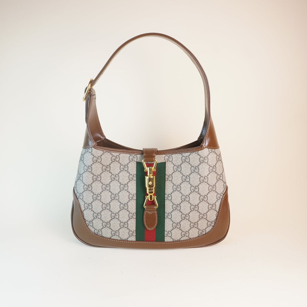 PRE-OWNED Beige/Brown GG Supreme Canvas Jackie 1961 Small Shoulder Bag