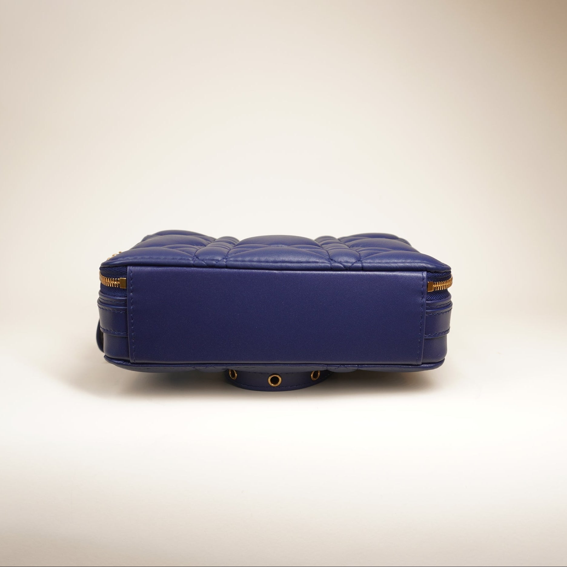 PRE-OWNED Calfskin Macrocannage Caro Box Blue Shoulder Bag