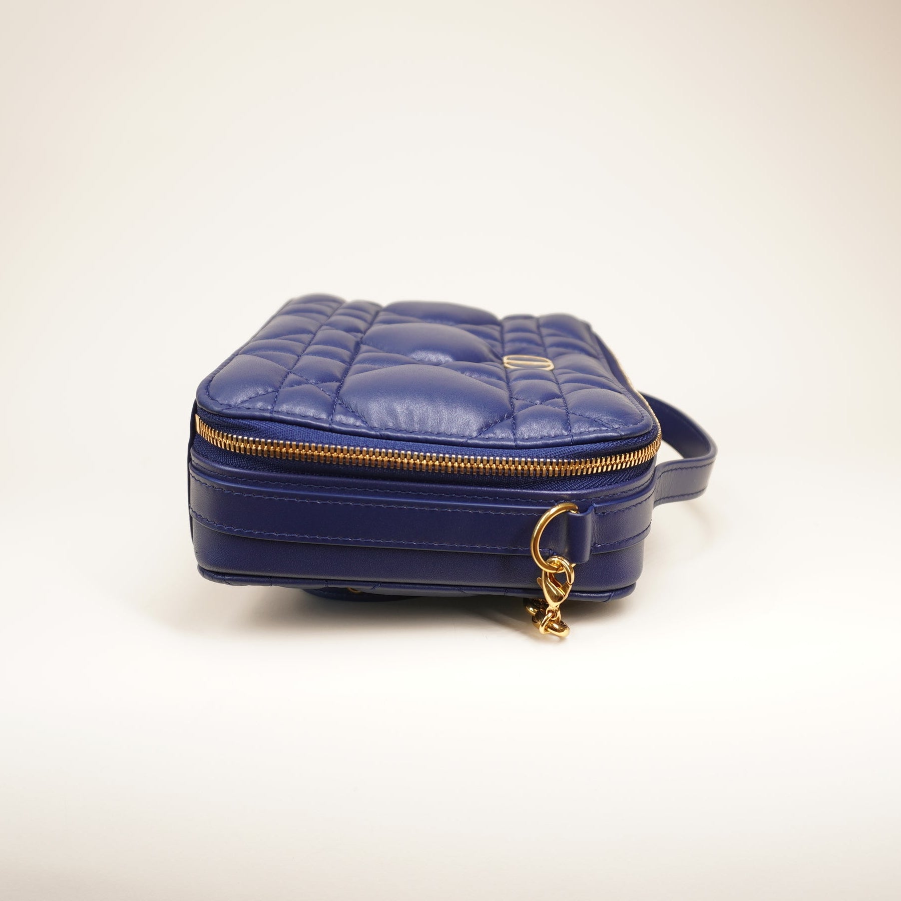 PRE-OWNED Calfskin Macrocannage Caro Box Blue Shoulder Bag