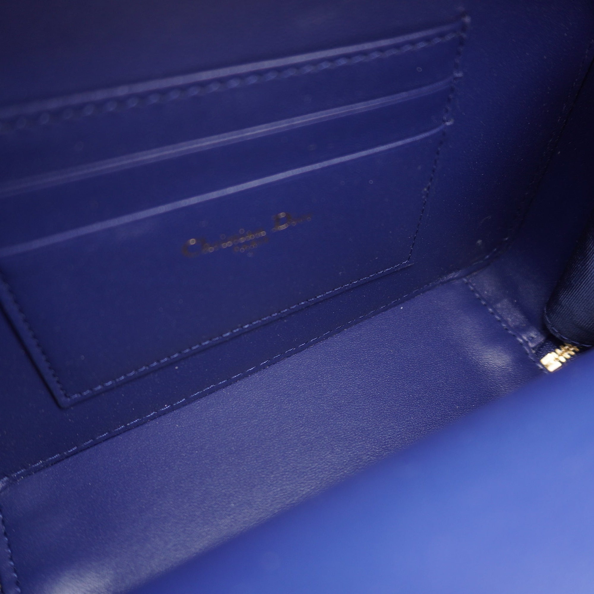 PRE-OWNED Calfskin Macrocannage Caro Box Blue Shoulder Bag