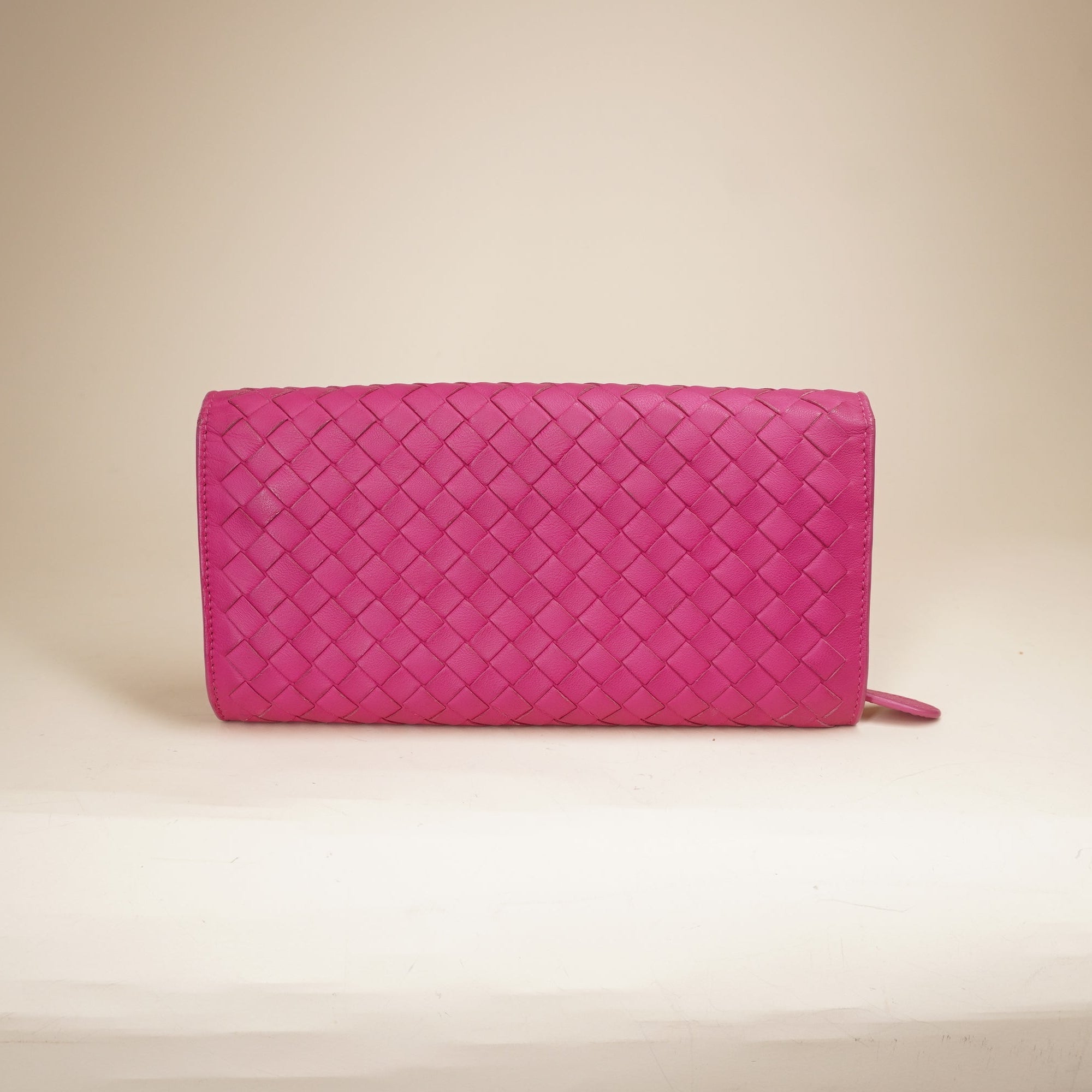 Intrecciato Leather Flap Long Wallet