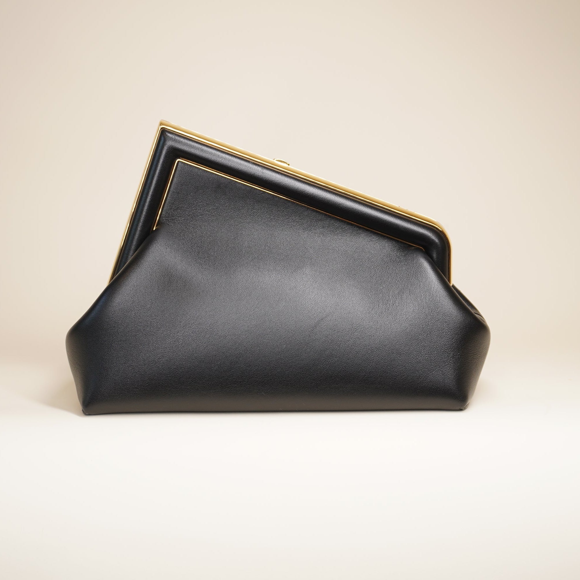 PRE-OWNED FF Shiny Nappa Small Fendi First Black Shoulder Bag