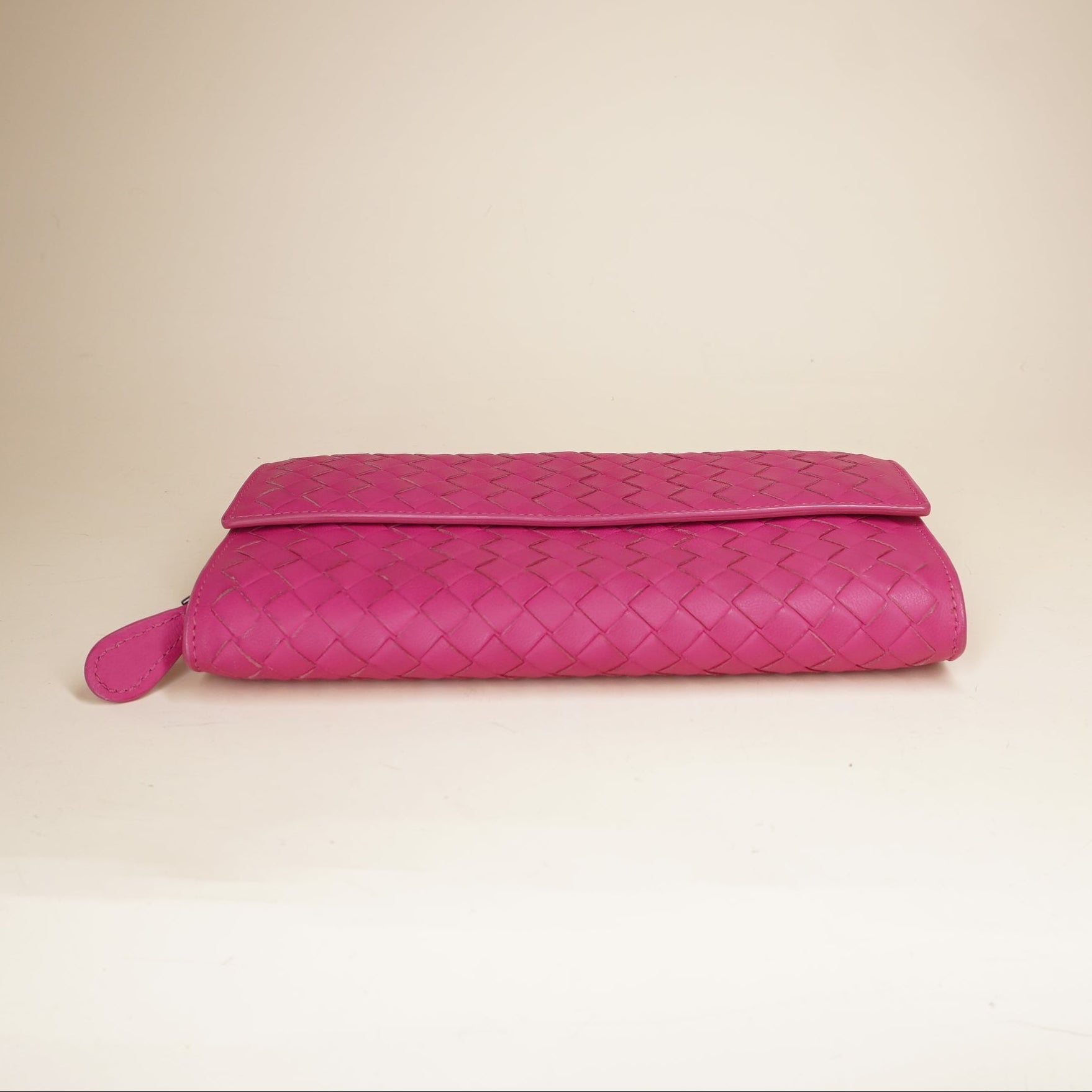 Intrecciato Leather Flap Long Wallet