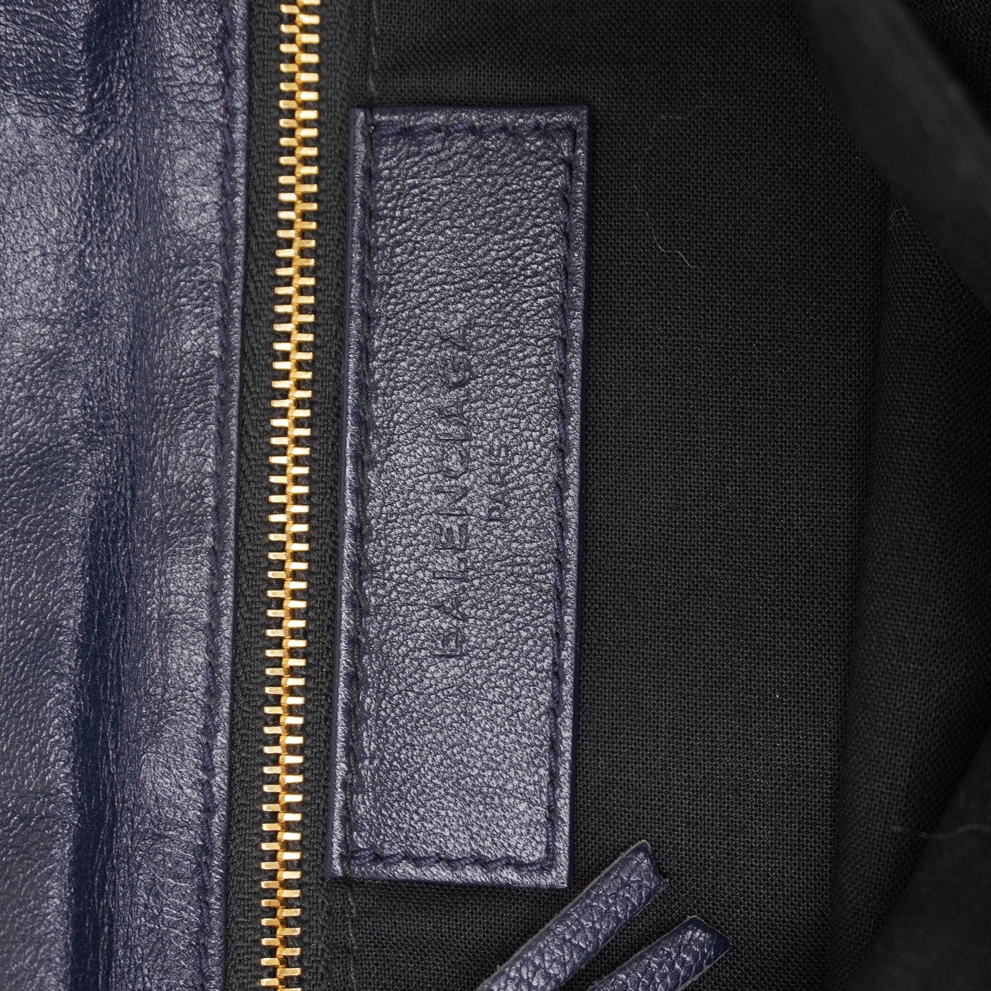 PRE-OWNED Classic Metallic Leather Navy Envelope Shoulder Bag