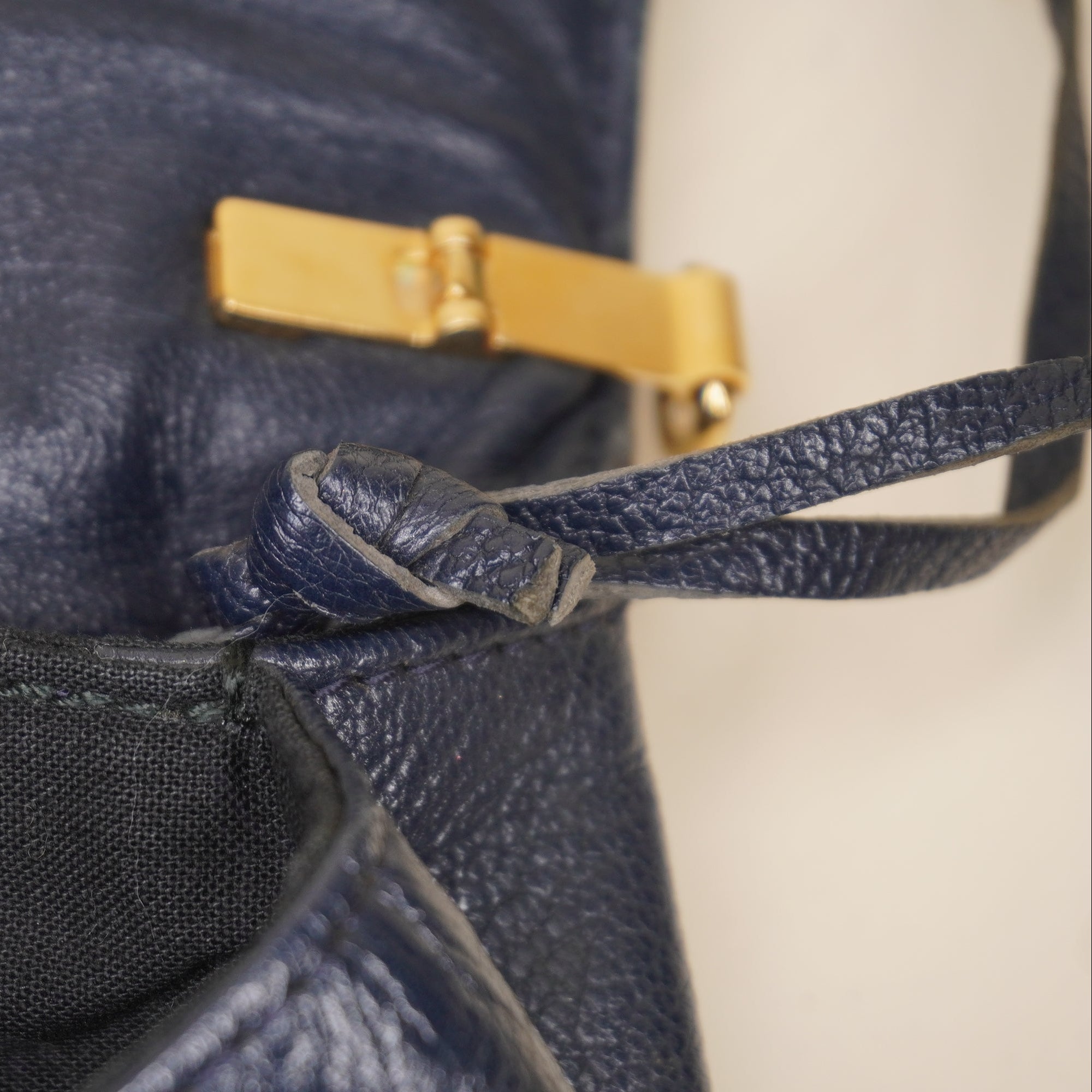PRE-OWNED Classic Metallic Leather Navy Envelope Shoulder Bag