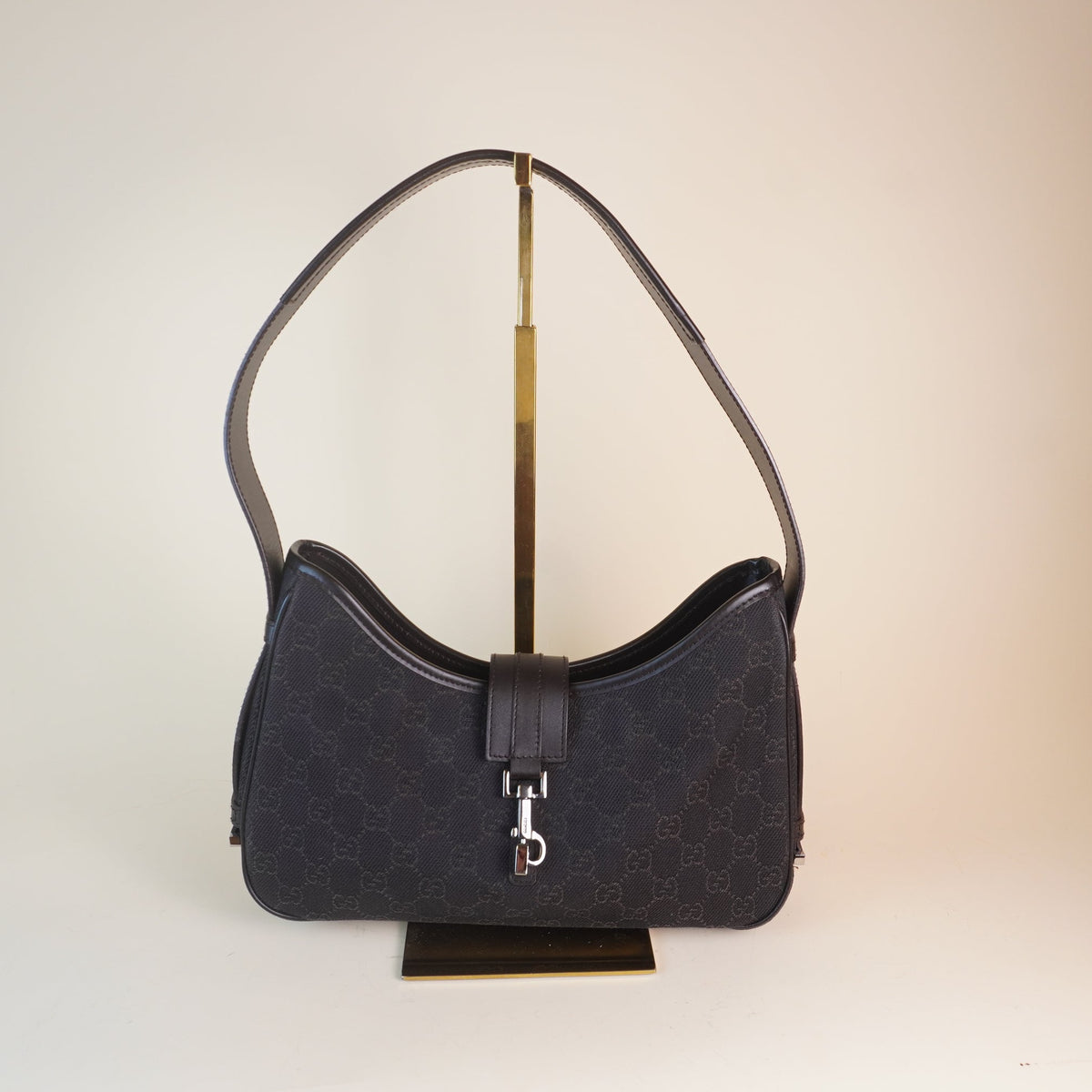 PRE-OWNED GG Canvas Denim Jackie Shoulder Bag