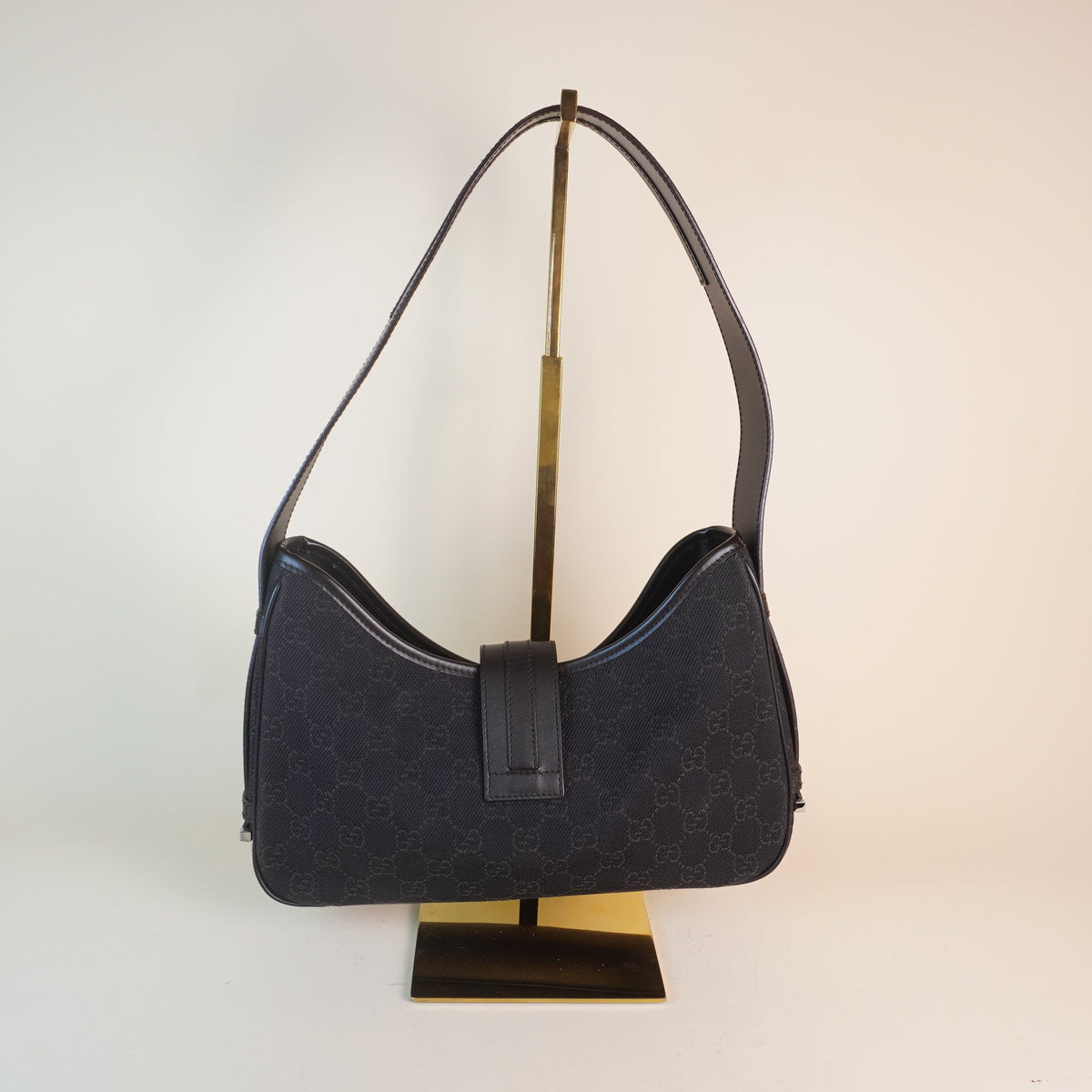 PRE-OWNED GG Canvas Denim Jackie Shoulder Bag