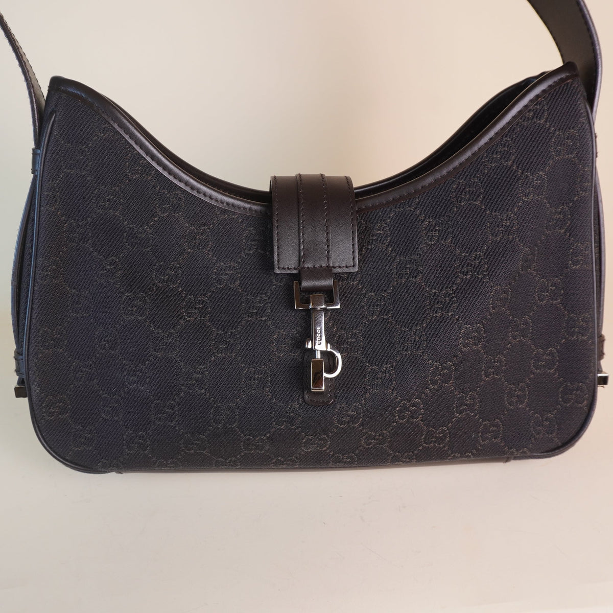 PRE-OWNED GG Canvas Denim Jackie Shoulder Bag