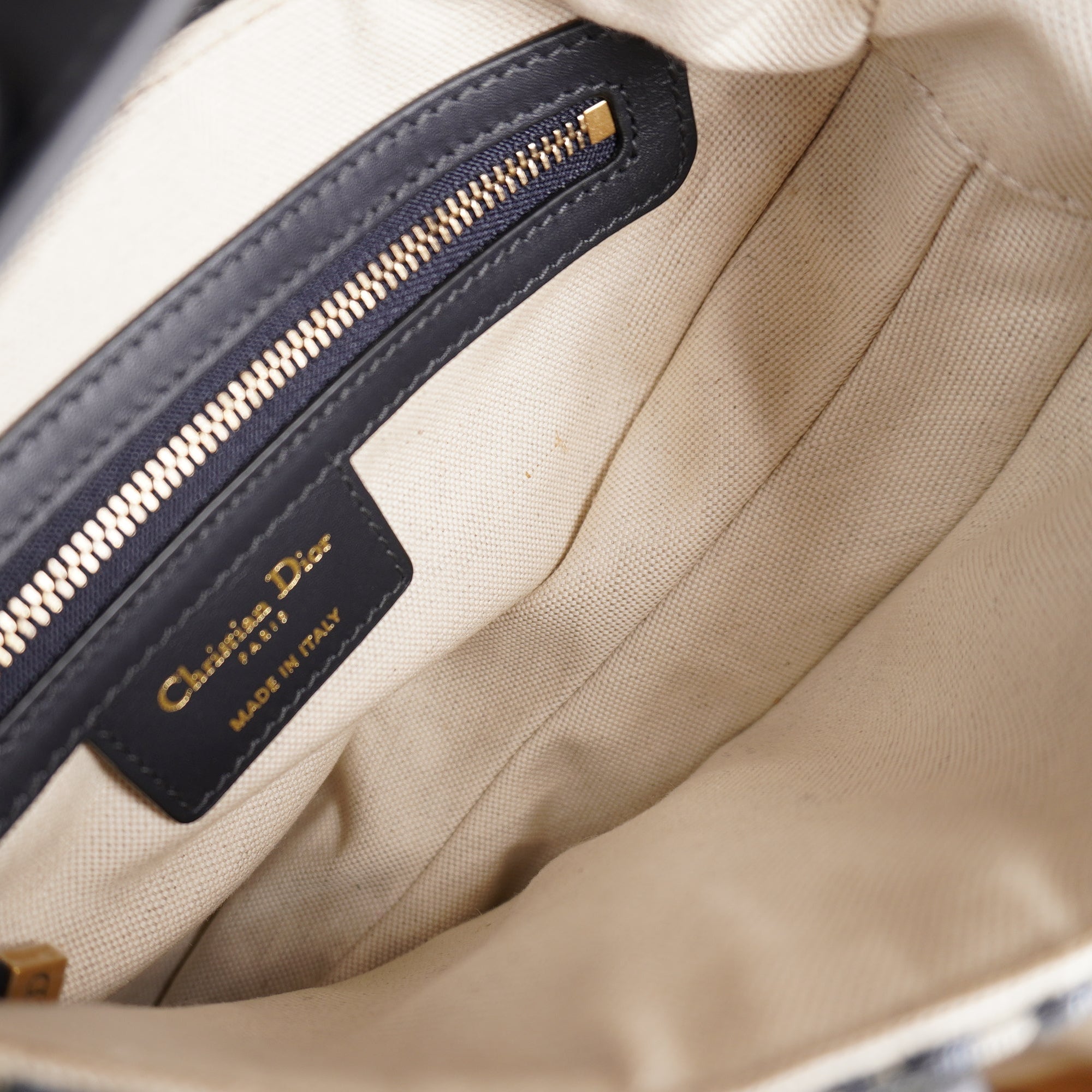 PRE-OWNED Navy Oblique Jacquard Saddle Shoulder Bag