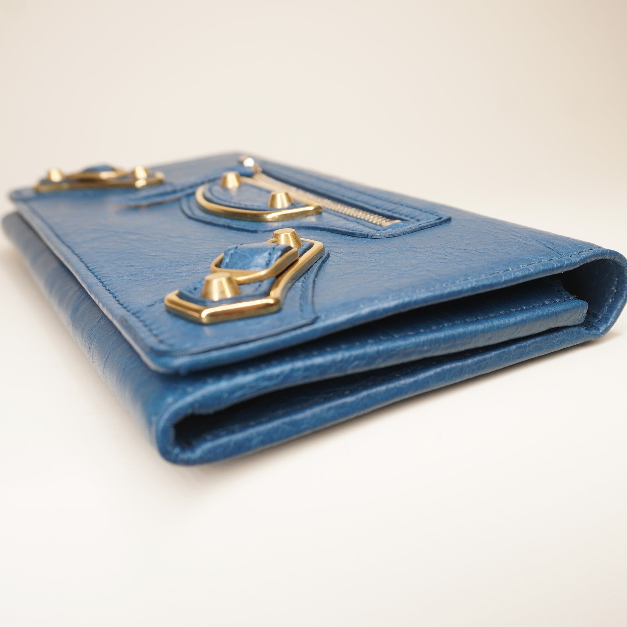 PRE-OWNED Blue Leather City Wallet