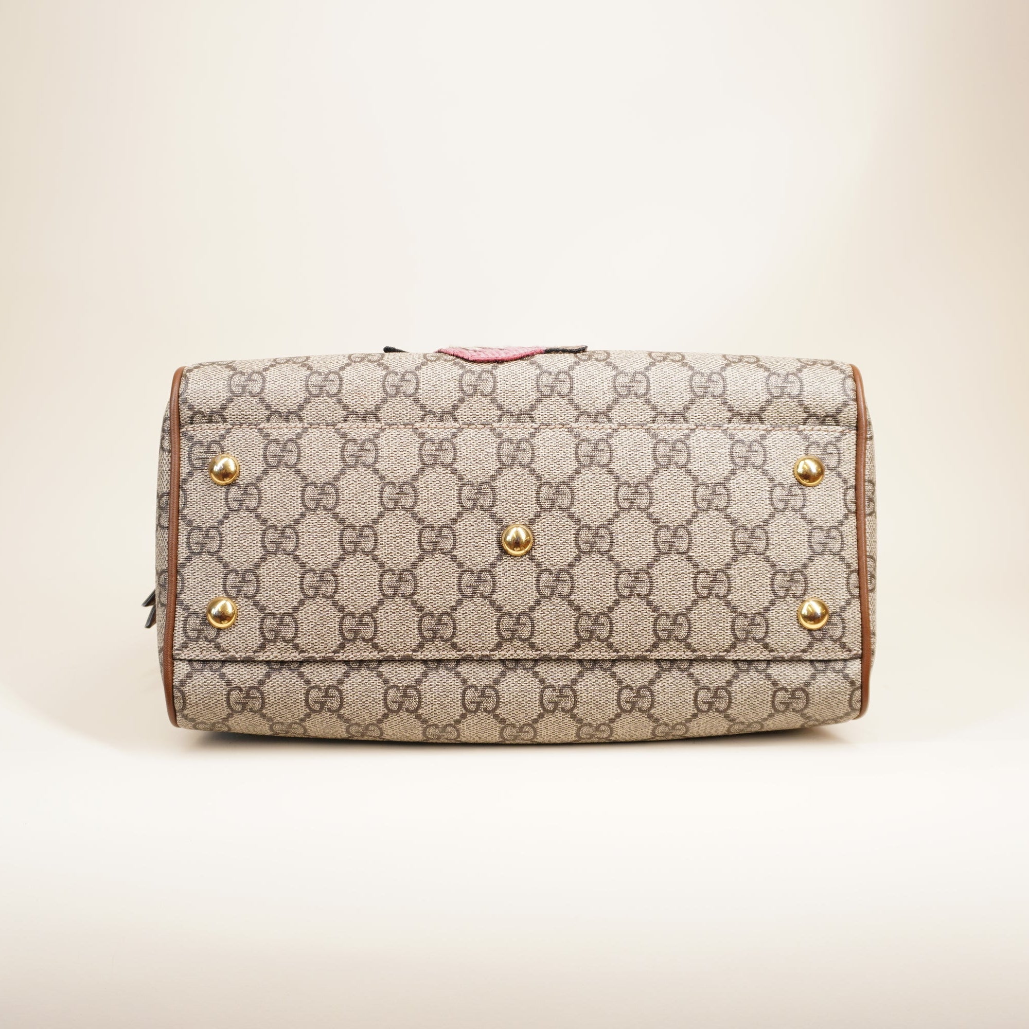 GG Supreme Monogram Butterfly Boston Embroidered Shoulder Bag 