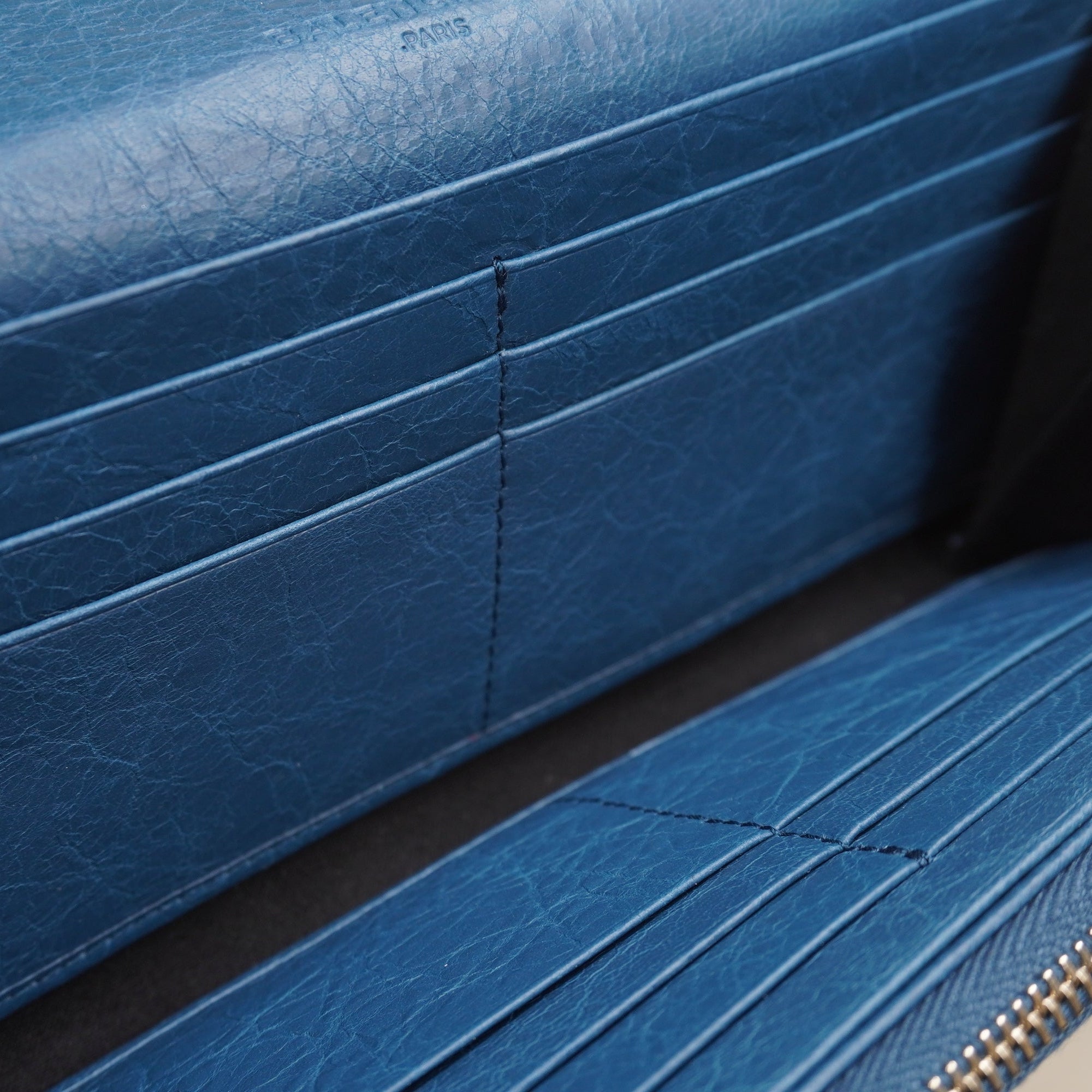 PRE-OWNED Blue Leather City Wallet