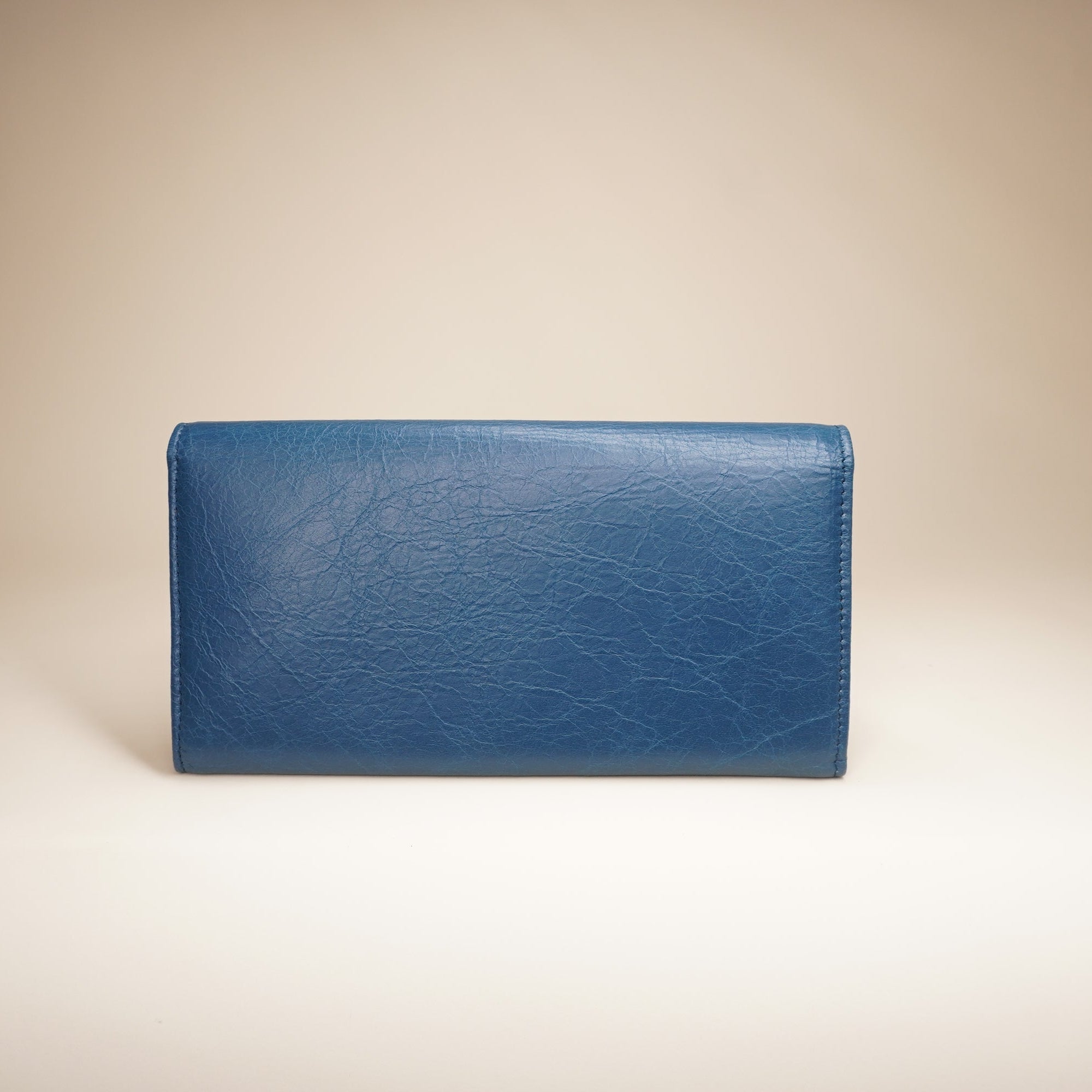PRE-OWNED Blue Leather City Wallet