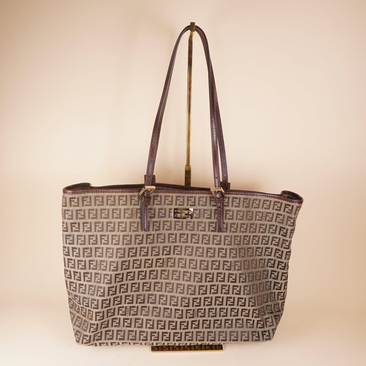PRE-OWNED Zucchino FF Canvas Shoulder Bag Vintage