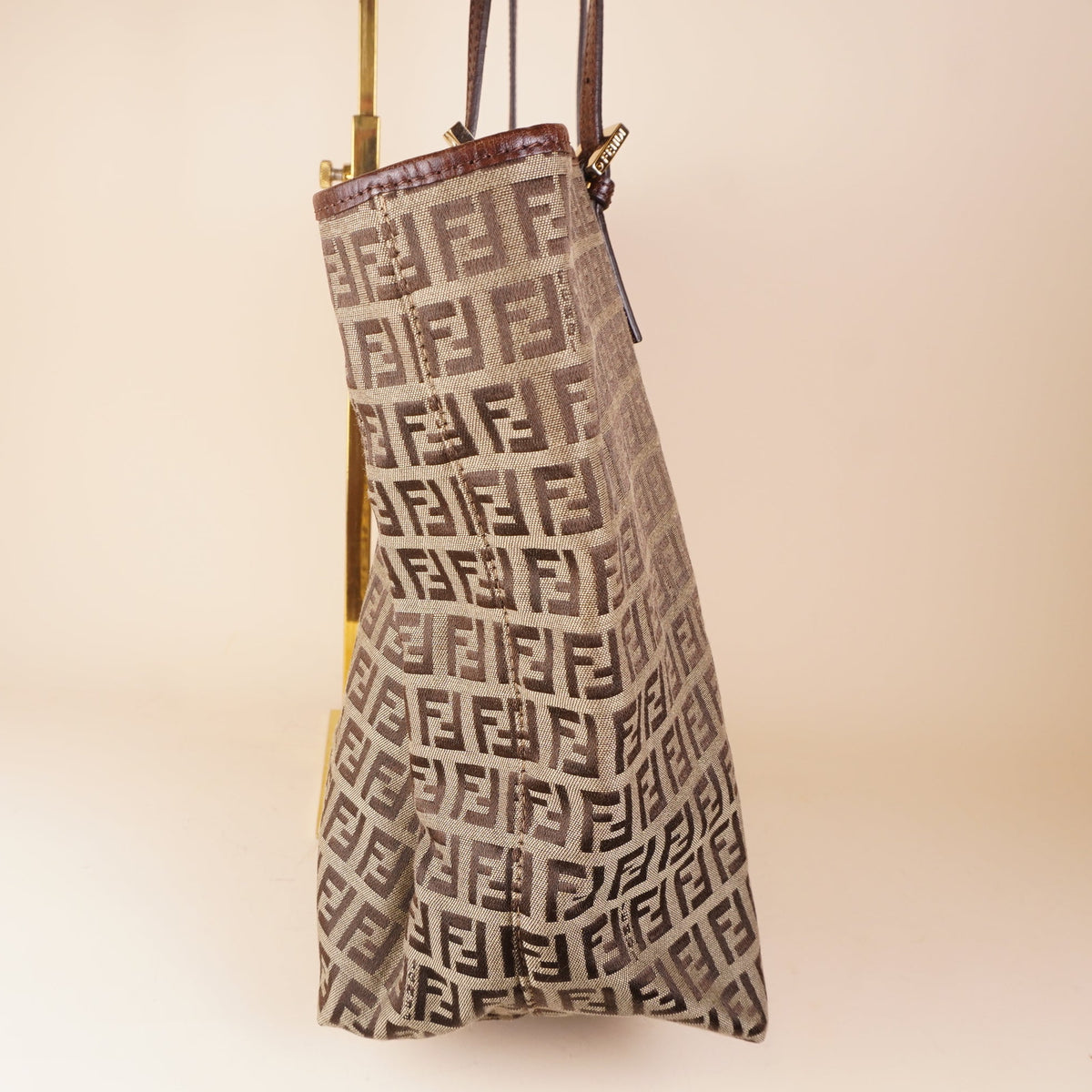 PRE-OWNED Zucchino FF Canvas Shoulder Bag Vintage