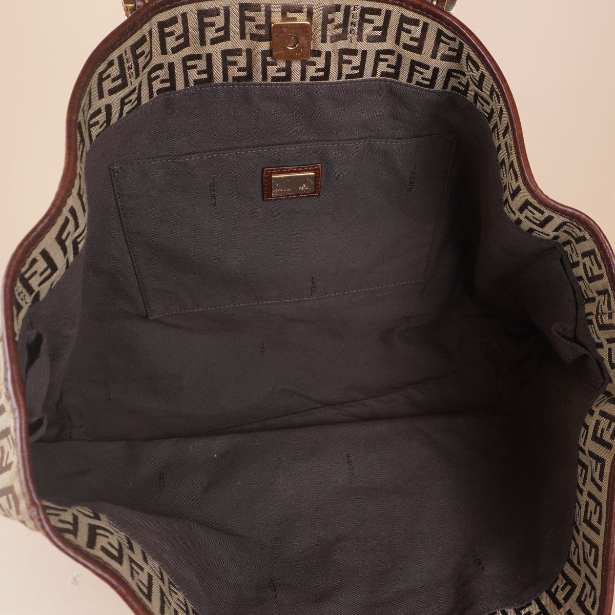 PRE-OWNED Zucchino FF Canvas Shoulder Bag Vintage