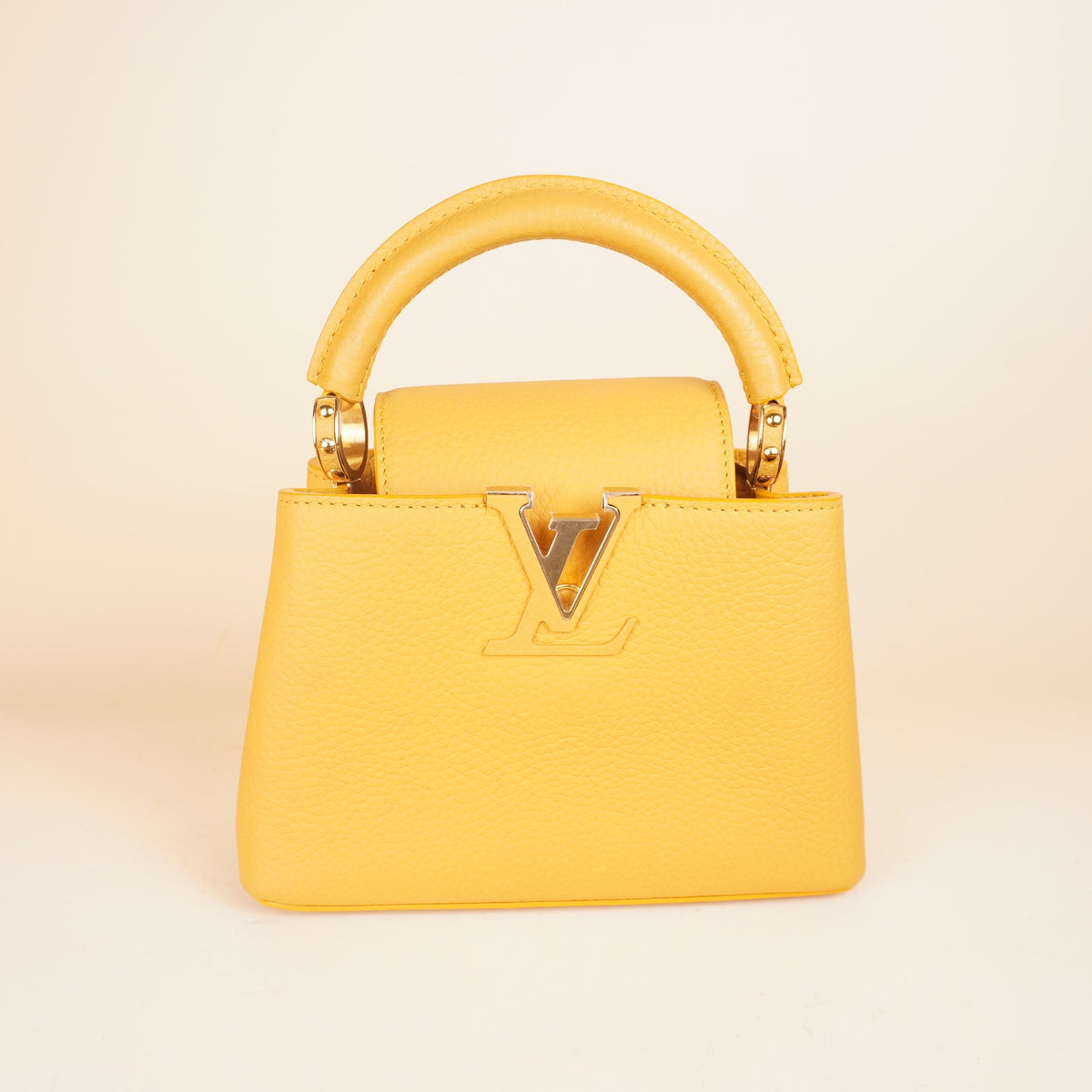 PRE-OWNED LV Capucines Mini Yellow Leather Shoulder Bag