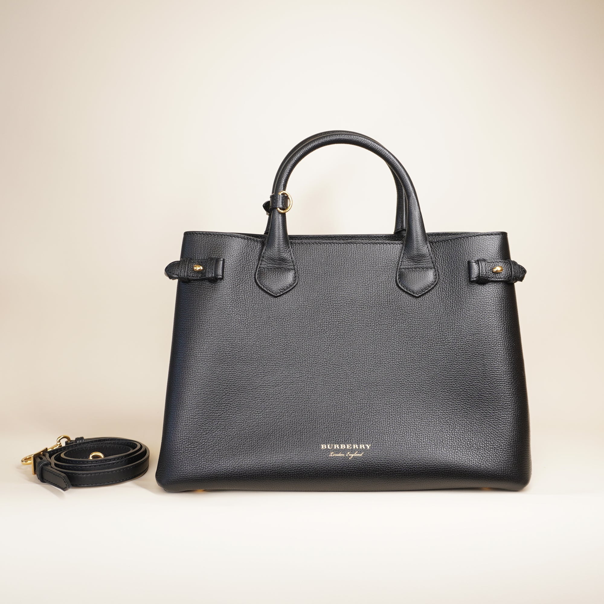 PRE-OWNED Derby Calfskin House Check Medium Banner Tote